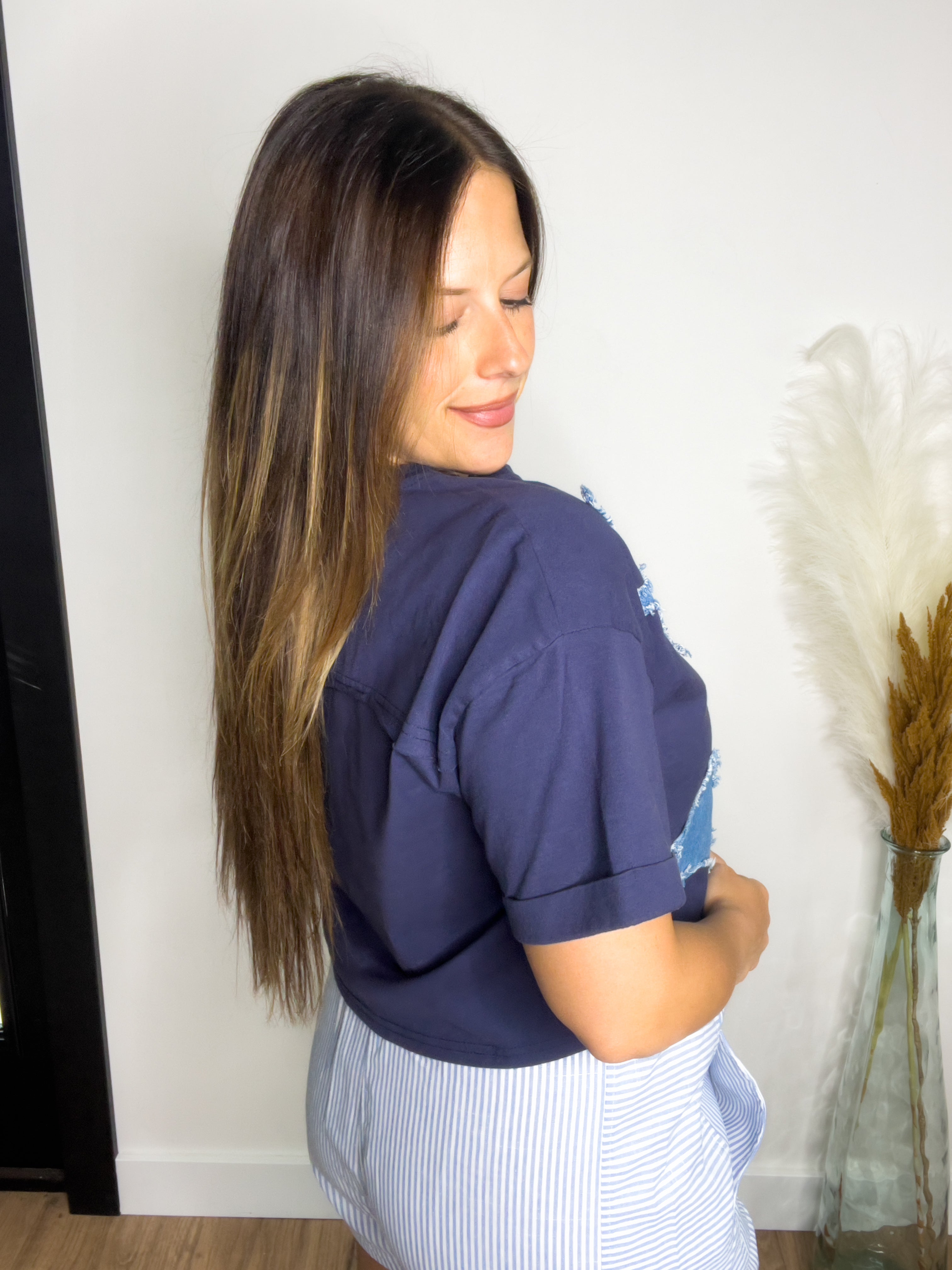 Star Patch T-Shirt - Denim/Navy