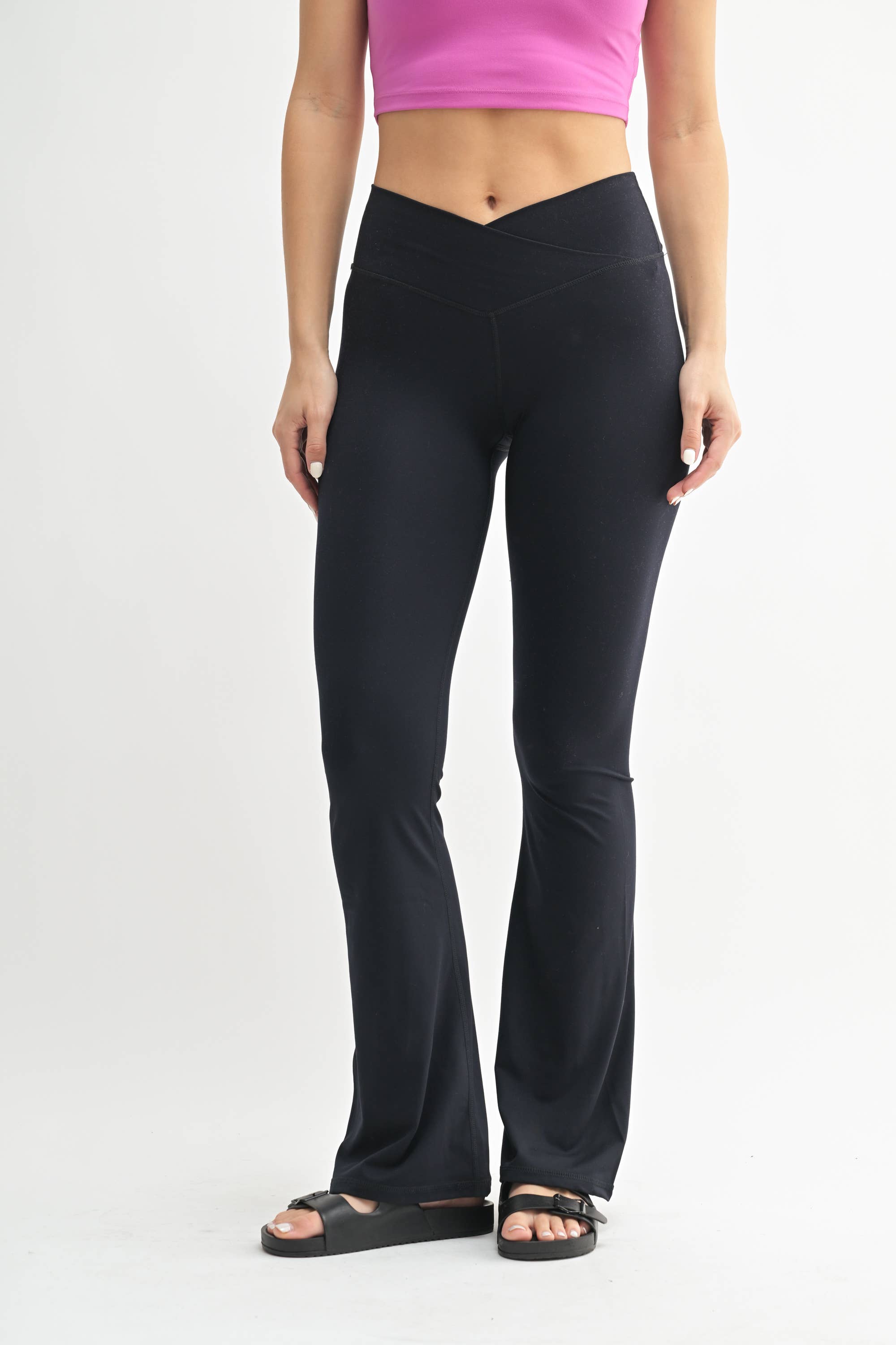 Venice Crossover Waist Yoga Pants: BLACK