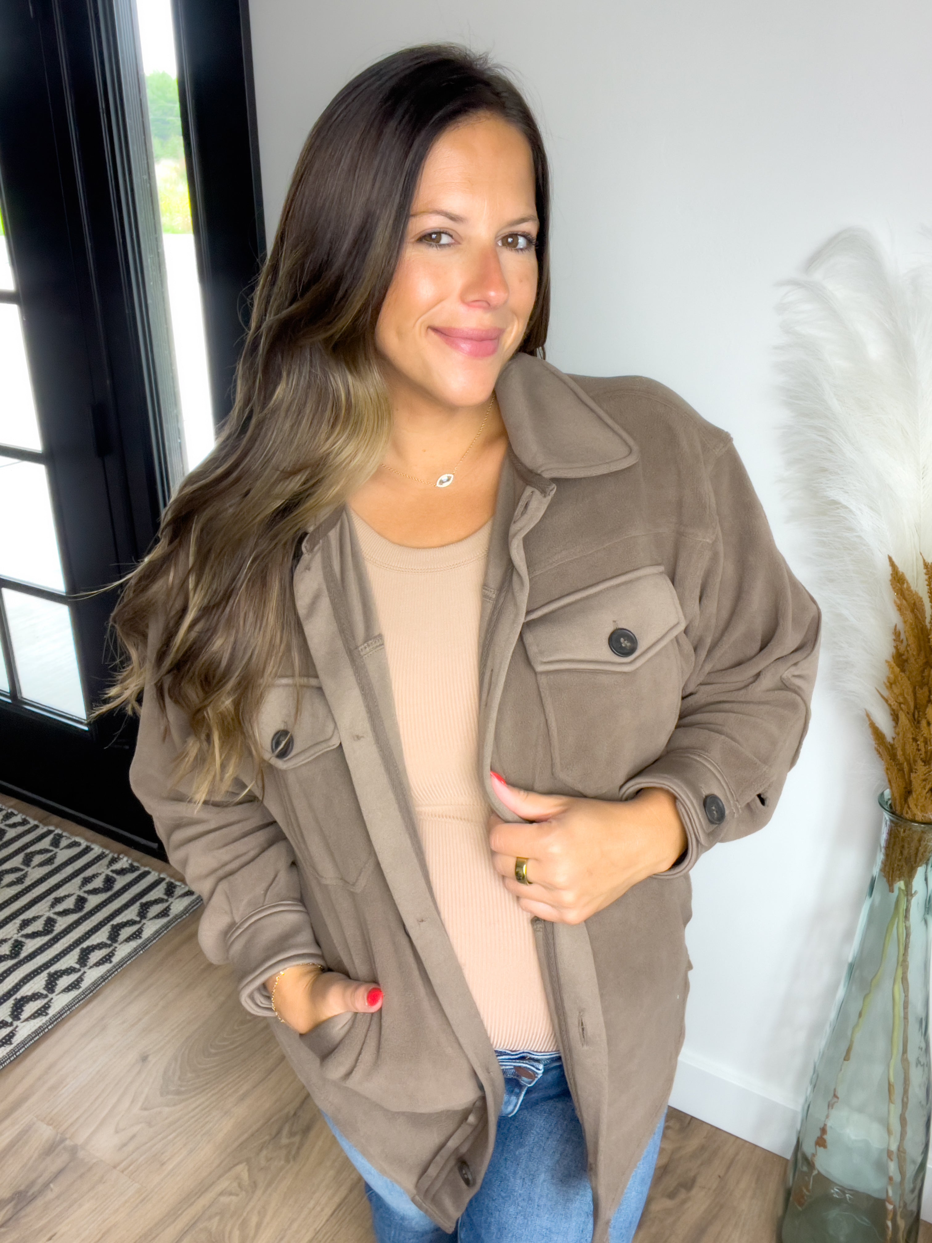 Shannon Oversized Fleece Shacket - Mocha