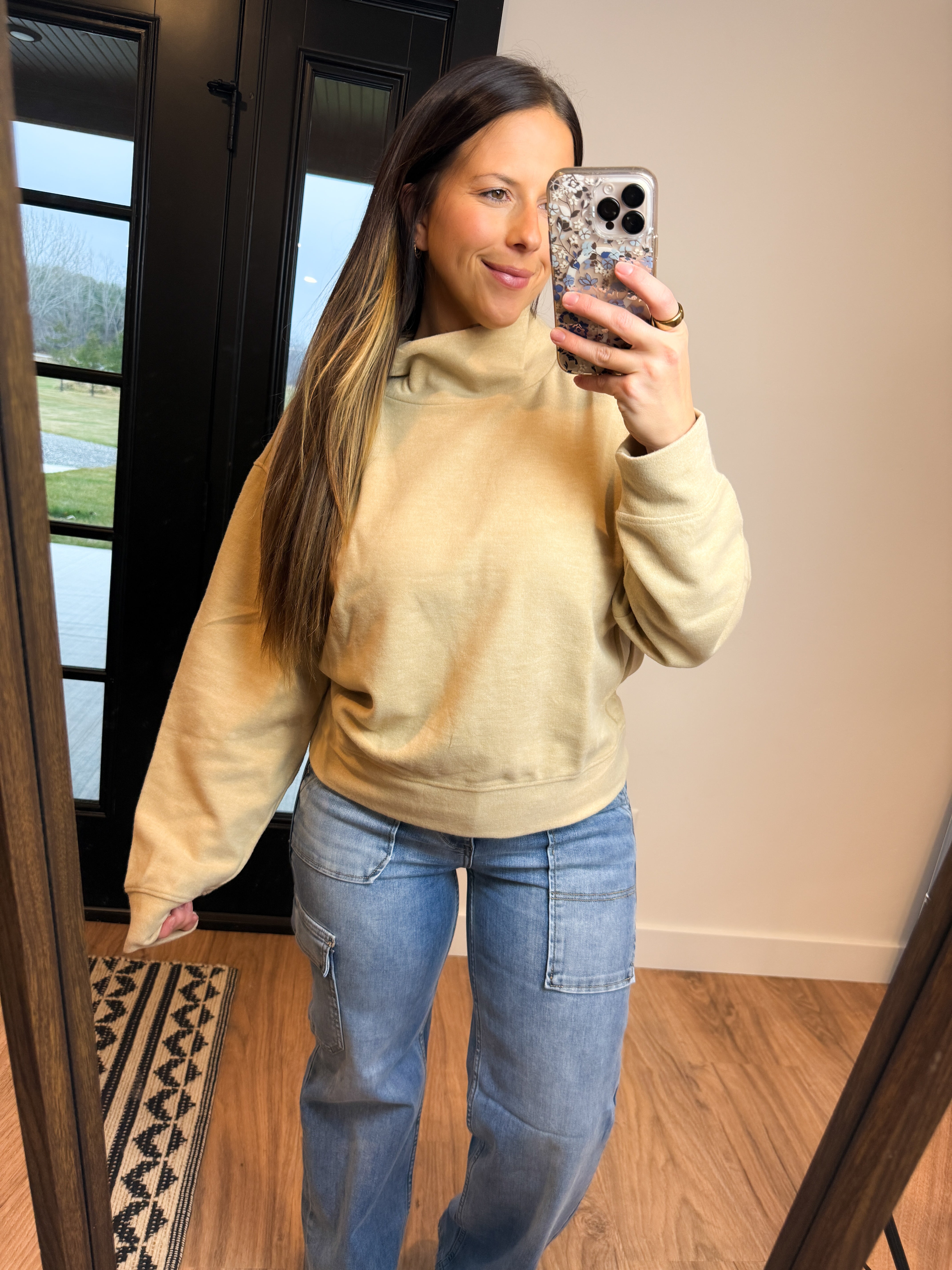 **DOORBUSTER** Funnel Neck Sweatshirt - Taupe