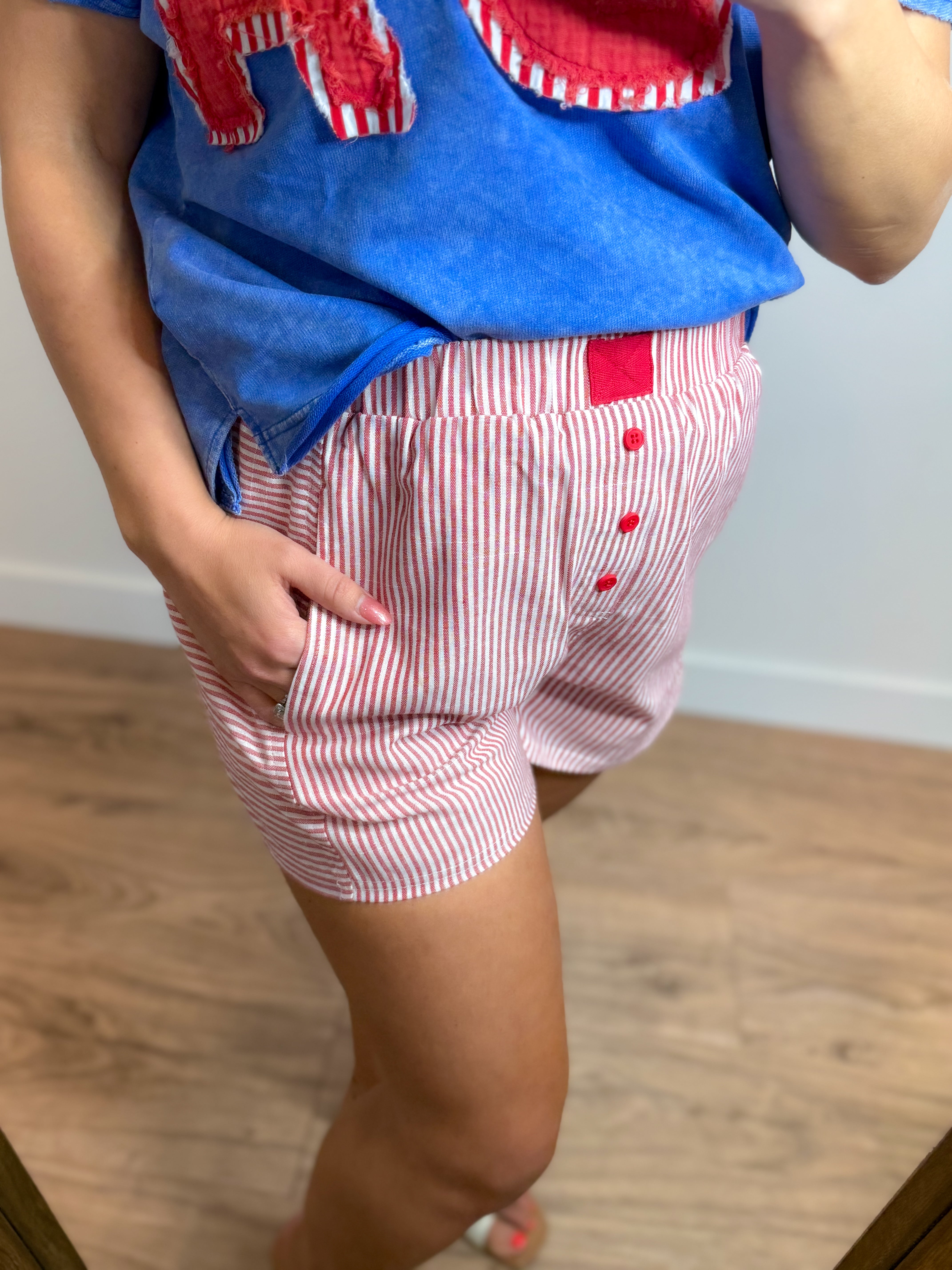 Firecracker Striped Boxer Shorts - Red