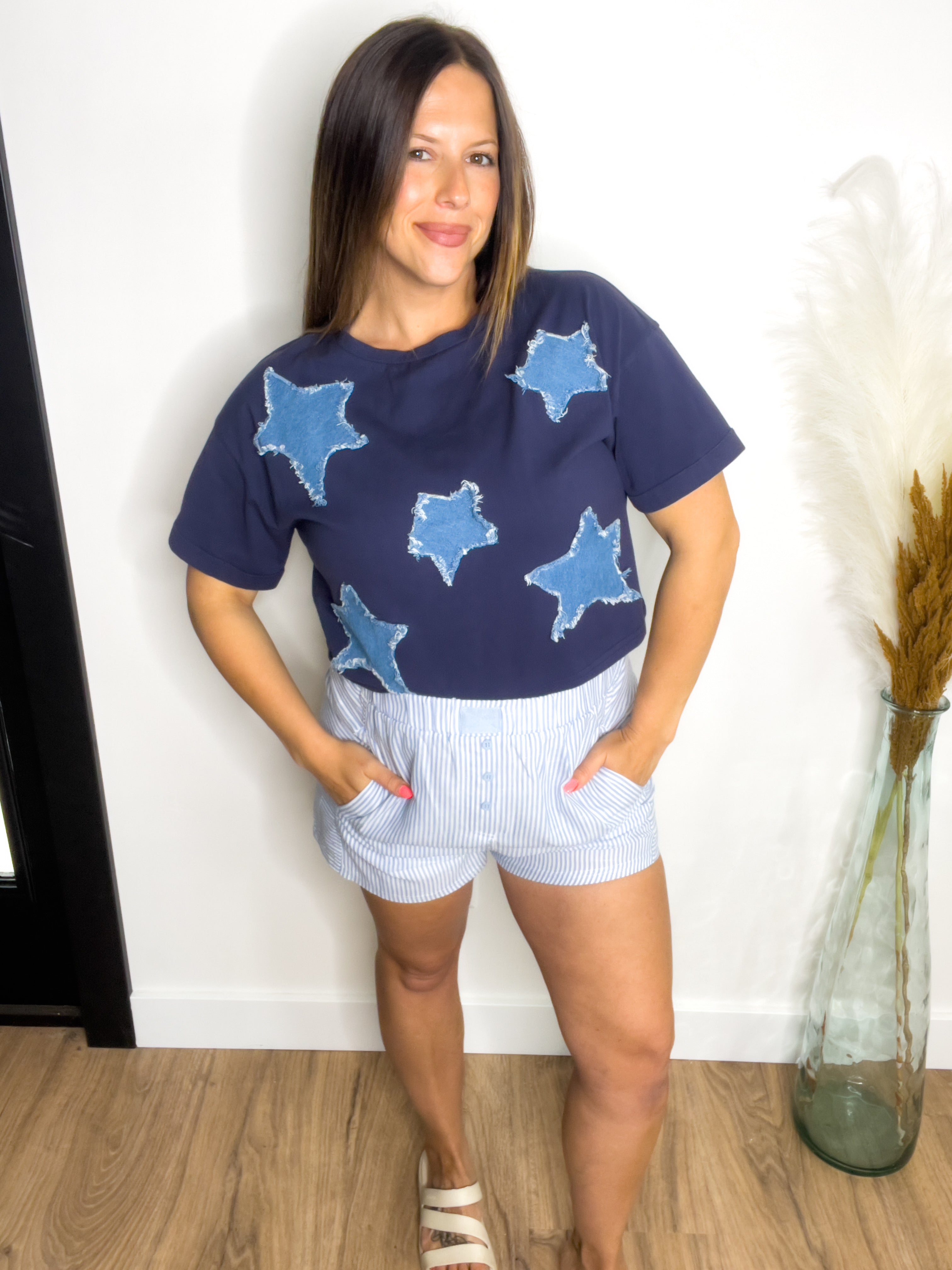 Star Patch T-Shirt - Denim/Navy