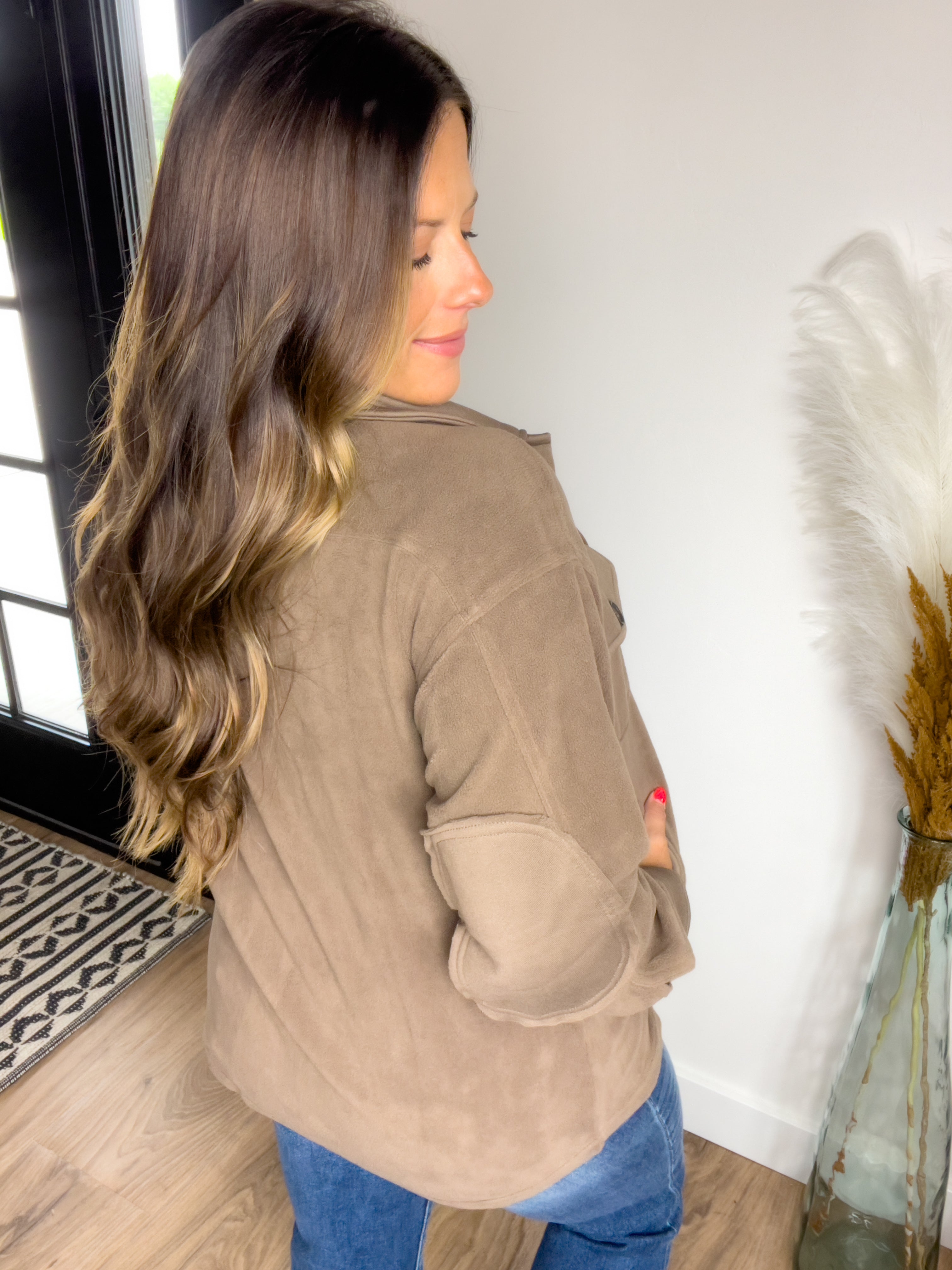 Shannon Oversized Fleece Shacket - Mocha