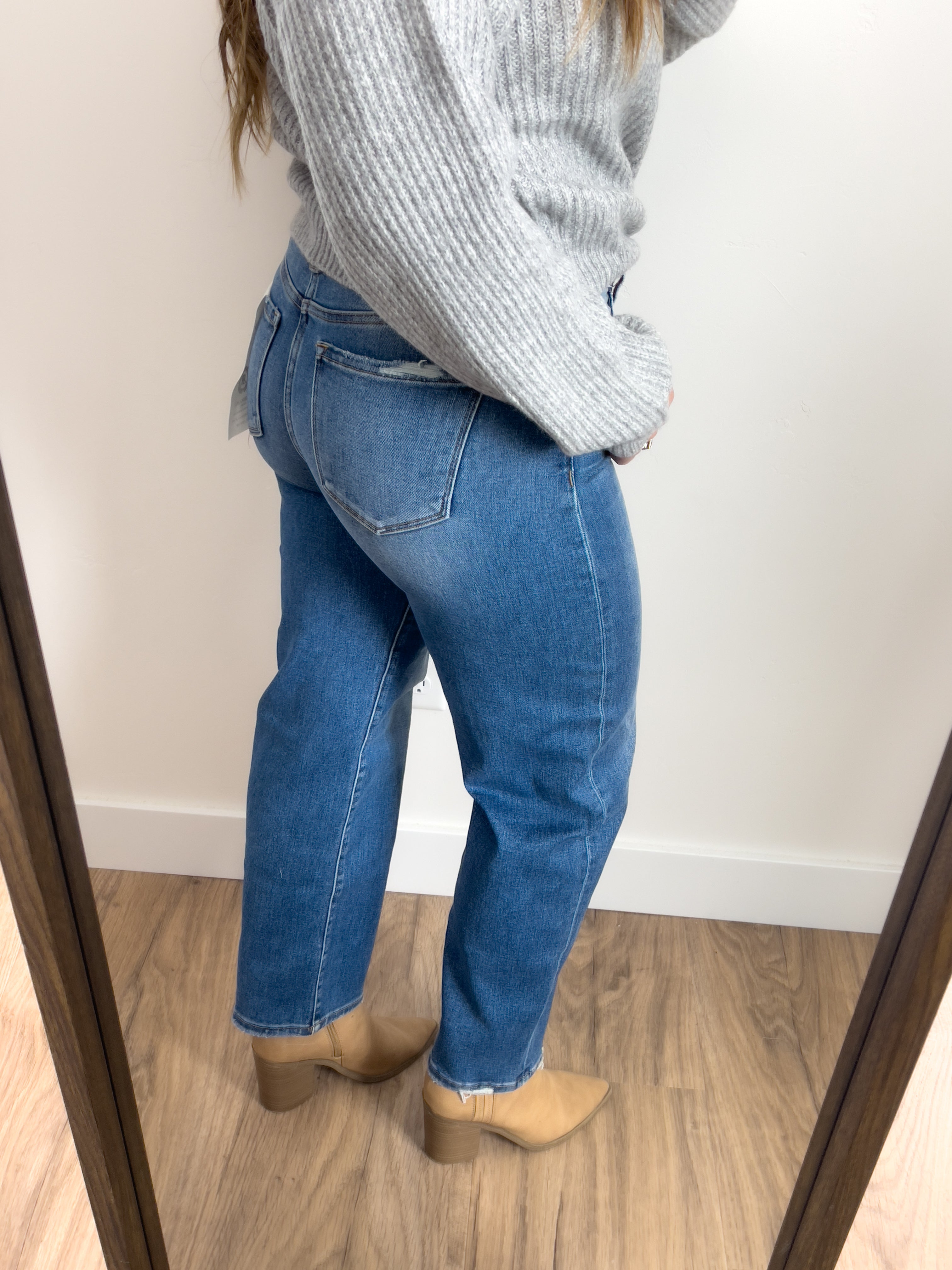 TUMMY CONTROL HIGH RISE ANKLE SLIM BARREL JEANS