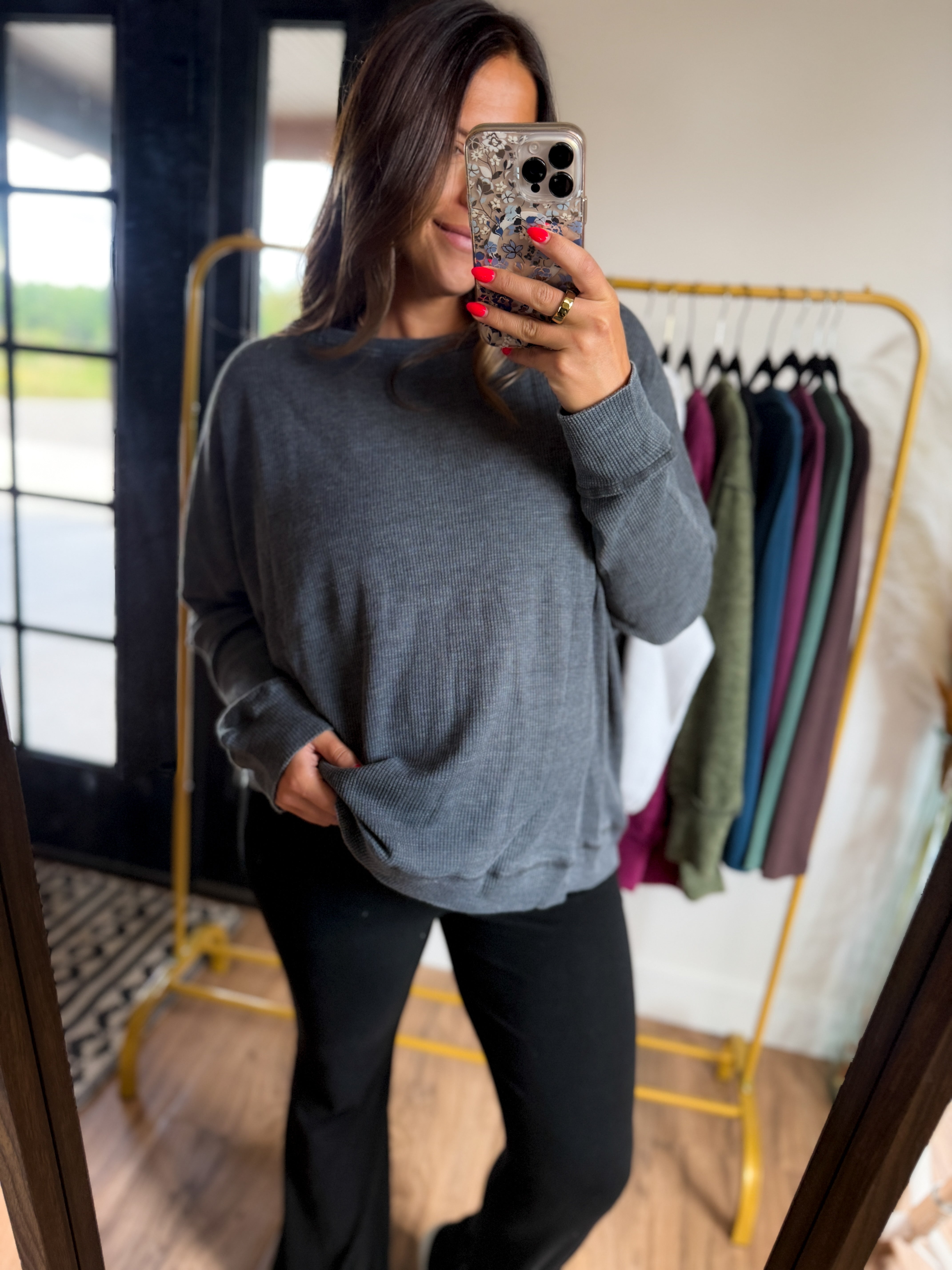 Atlas Waffle Knit Pullover - Washed Black