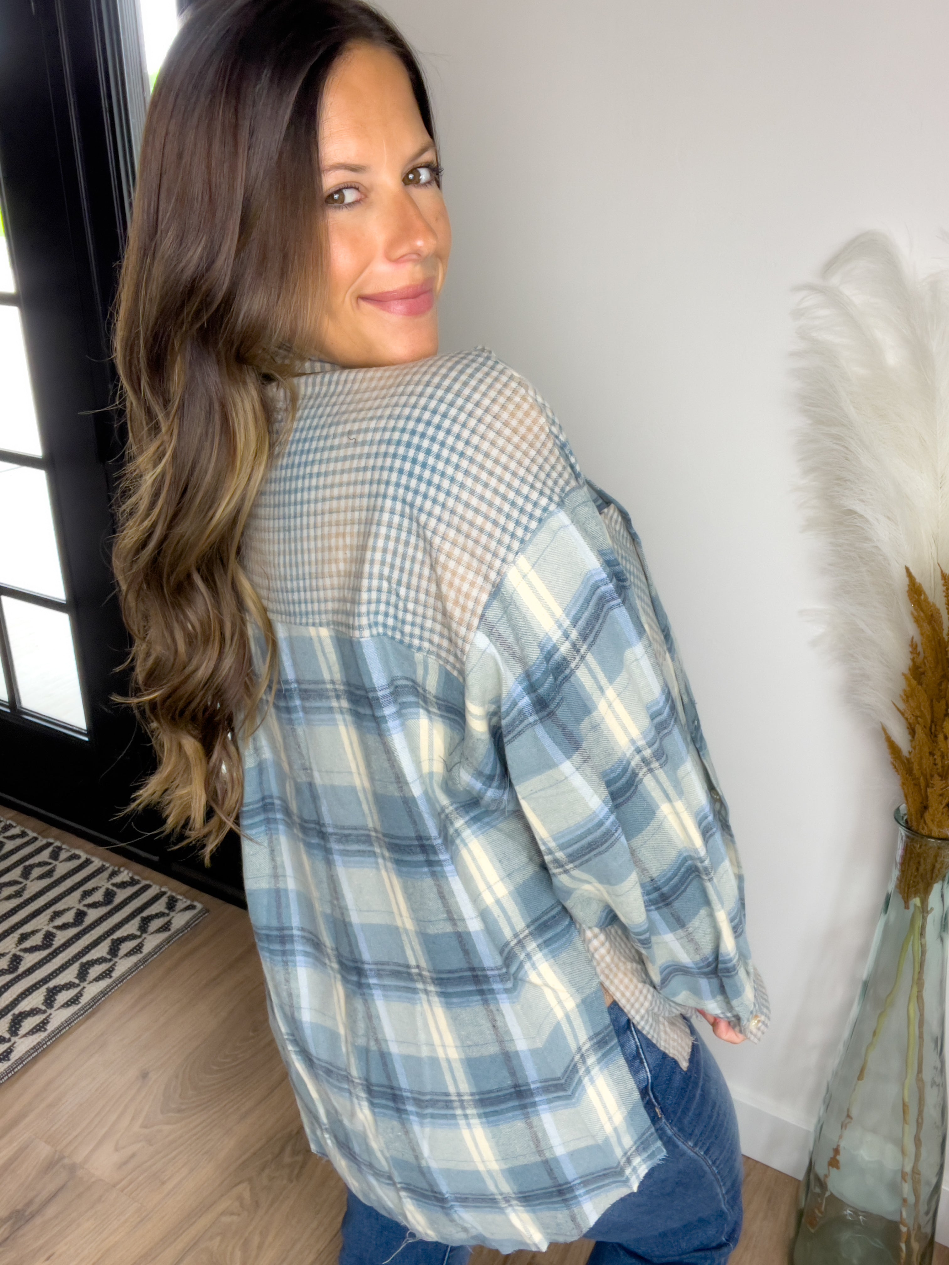 Kambrie Plaid Flannel Shirt - Blue Multi