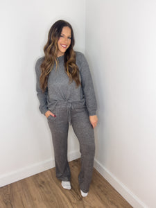 ** DOORBUSTER ** Oh So Cozy Wide Leg Sweatpants - Ash Black