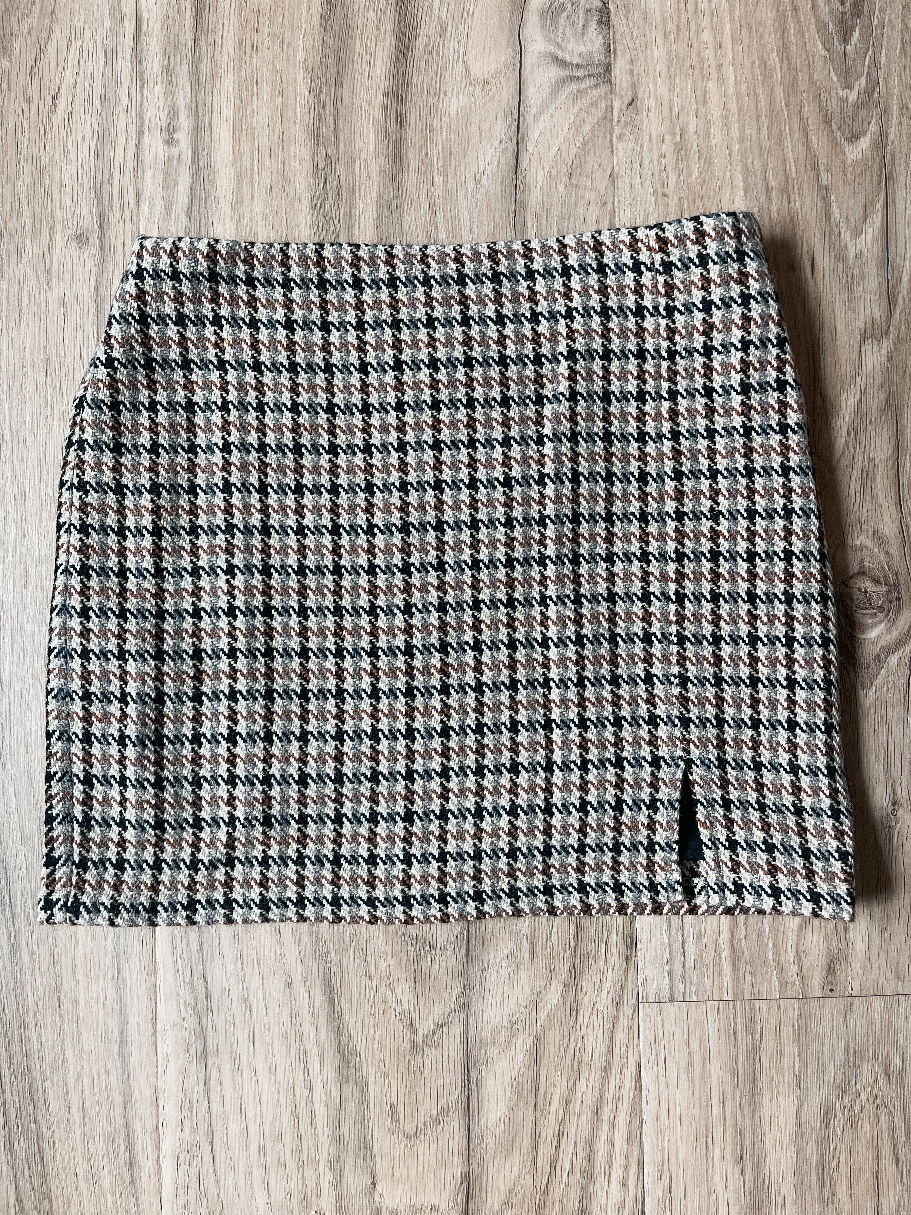 Celeste Mini Slit Skirt - Brown Multi