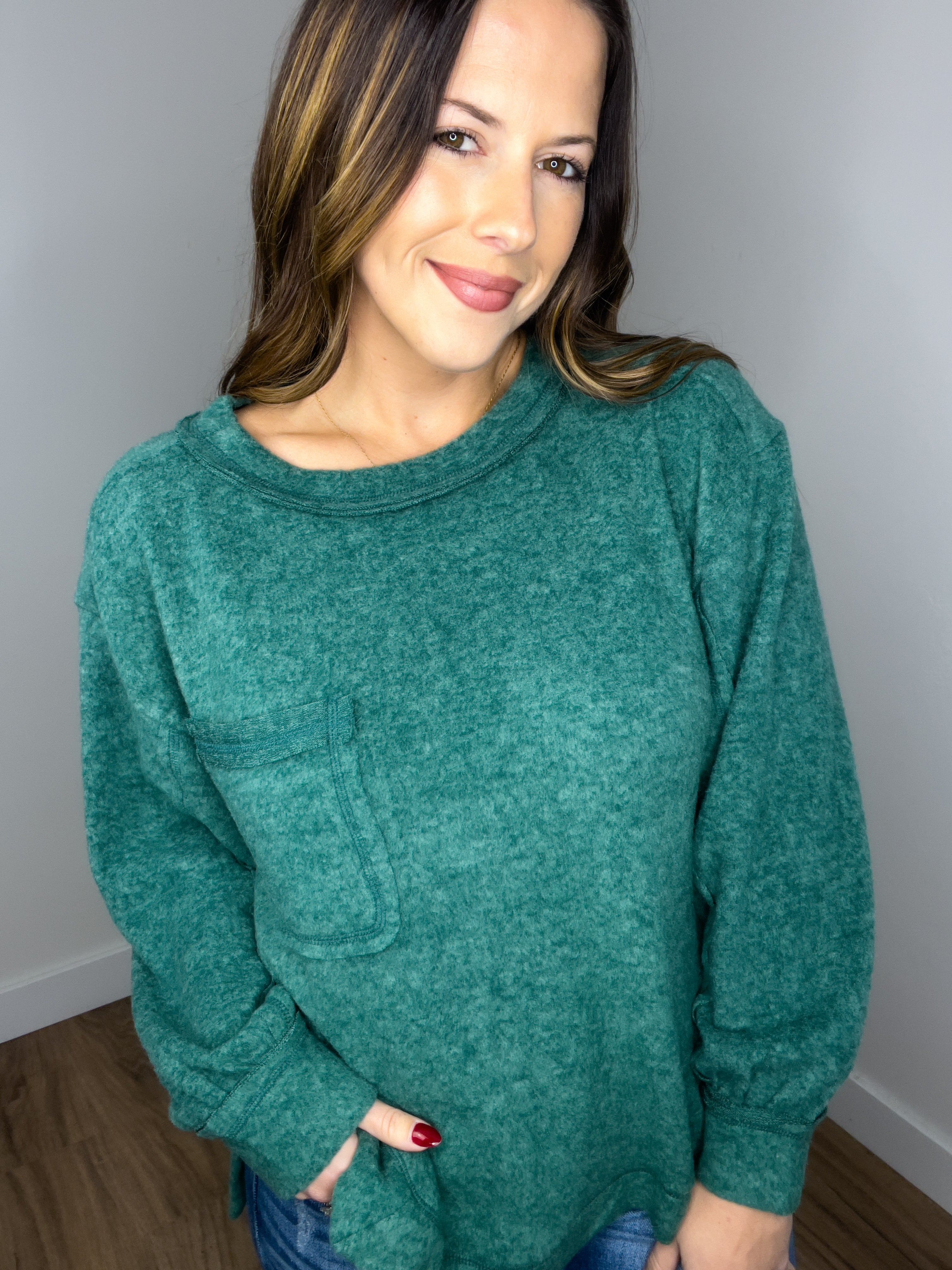 **DOORBUSTER** Happy Holidays Sweater - Dark Green