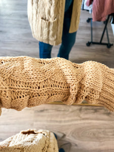 Chenille Cable Knit Cardigan - Honey