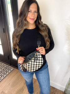 Chandler Checkered Crossbody - Black/Ivory