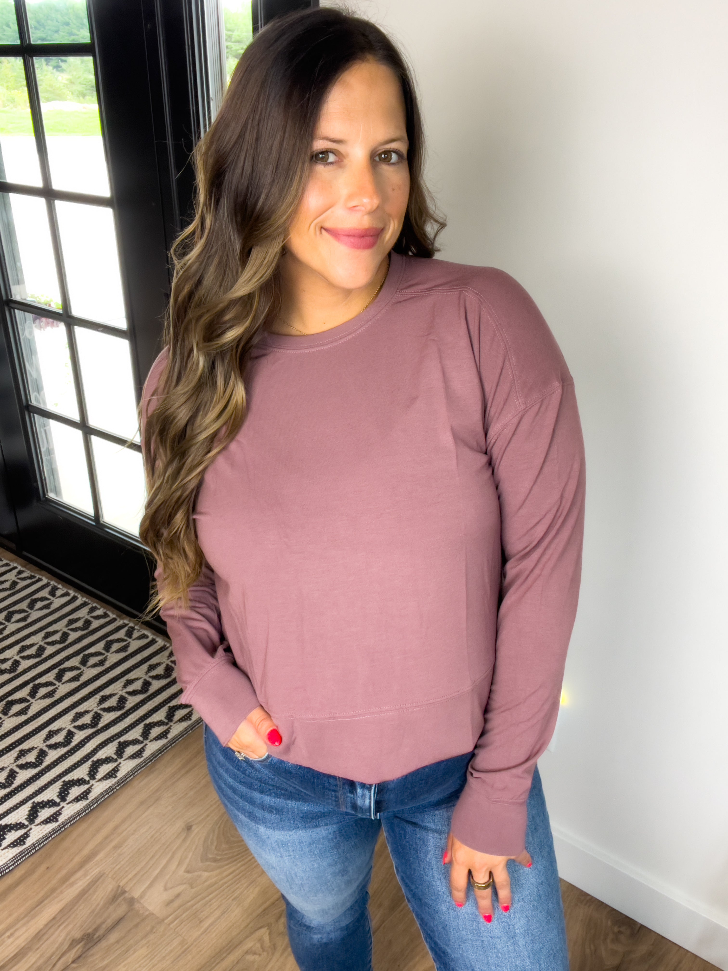 Easy Edge Boxy Long Sleeve - Rose Taupe