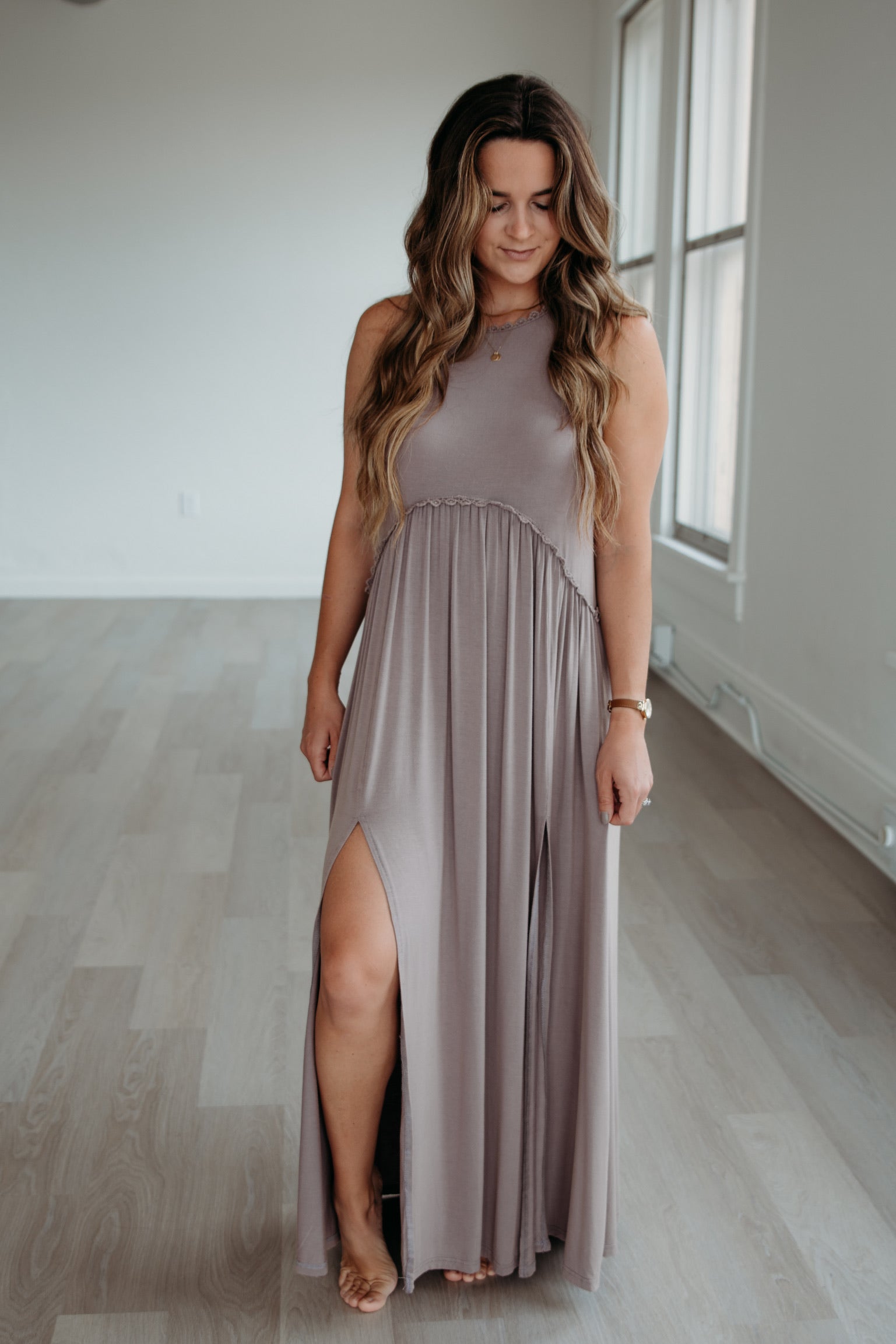 Audrey Maxi Dress - Taupe Gray