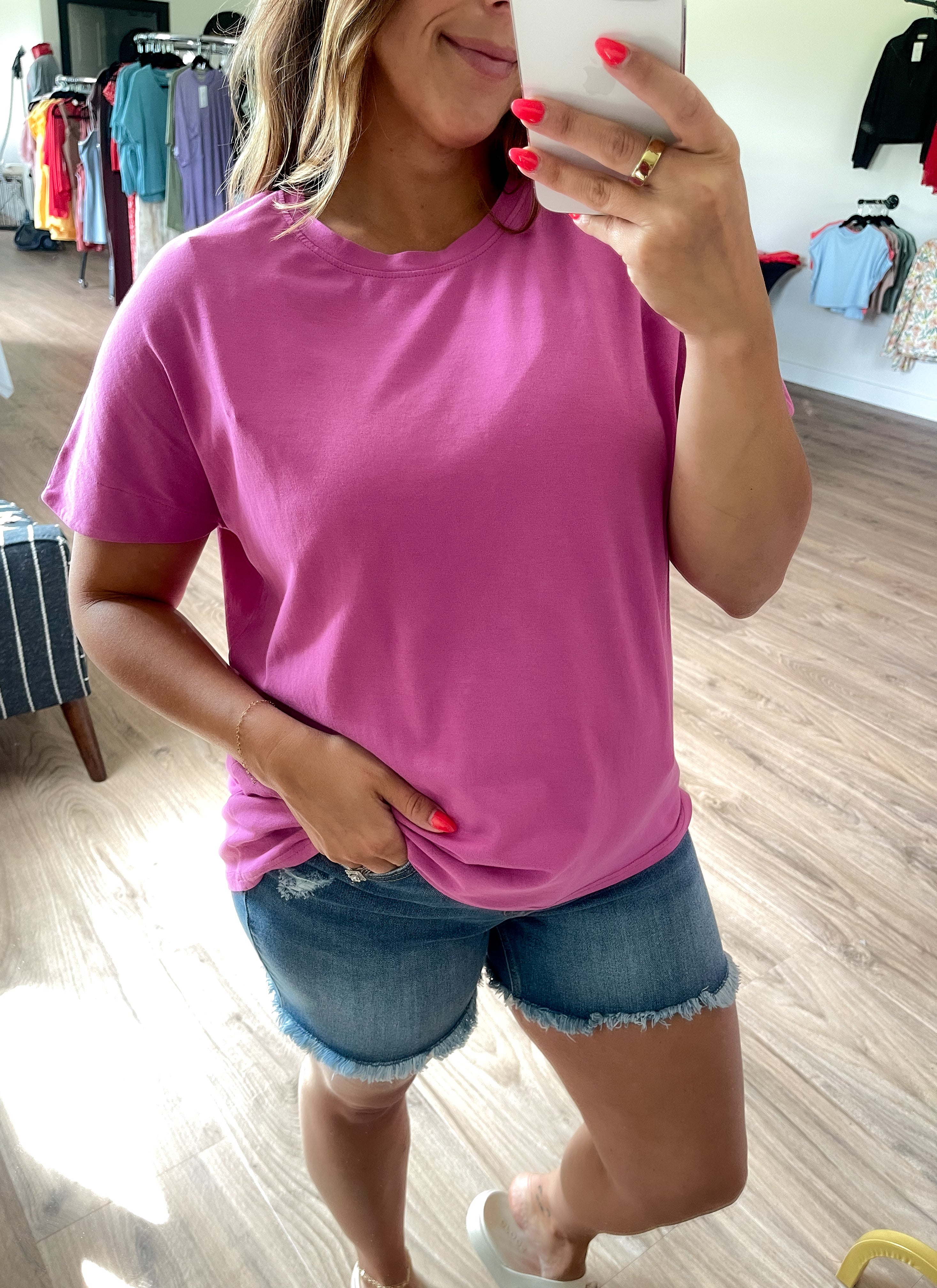 Shoreline Pima Cotton Slouchy Tee - Orchid