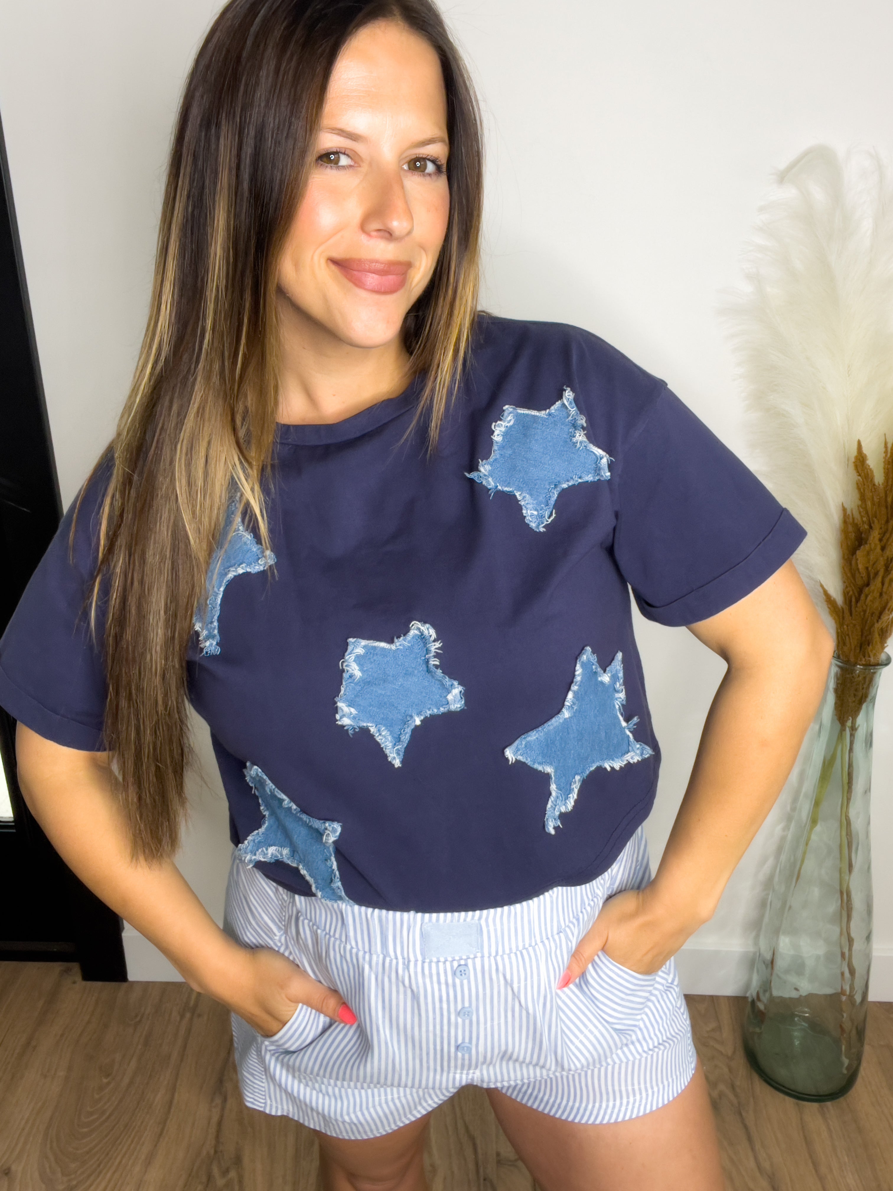 Star Patch T-Shirt - Denim/Navy