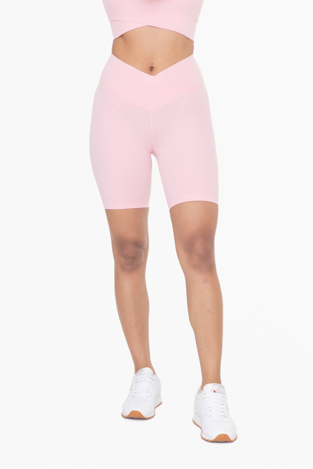 Venice Crossover Waist Biker Shorts - Candy Pink
