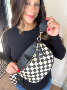 Chandler Checkered Crossbody - Black/Ivory