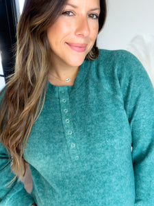 Halsey Henley Sweater - Dark Green