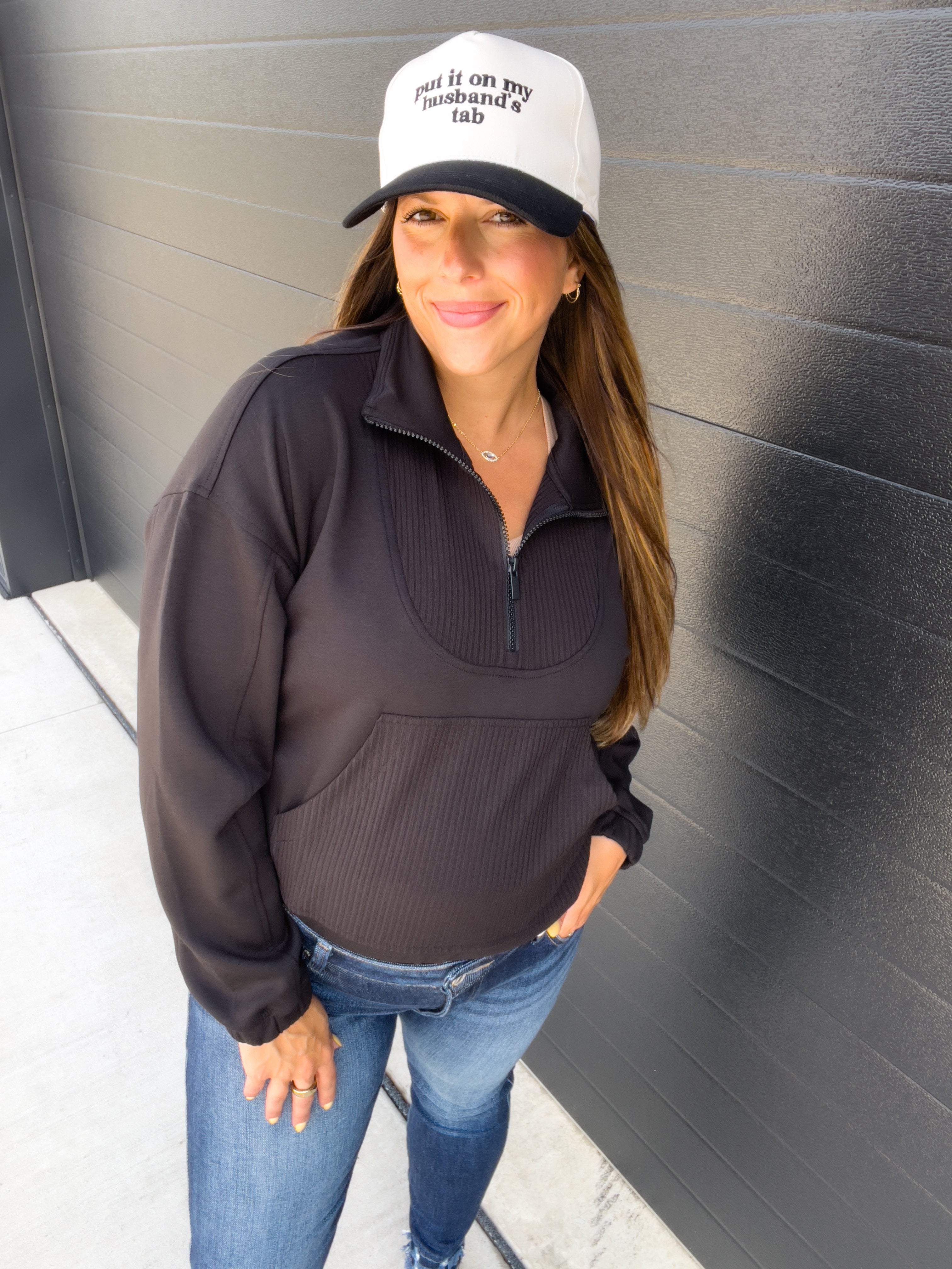 Put it on my husbands tab trucker hat - Black/Ivory