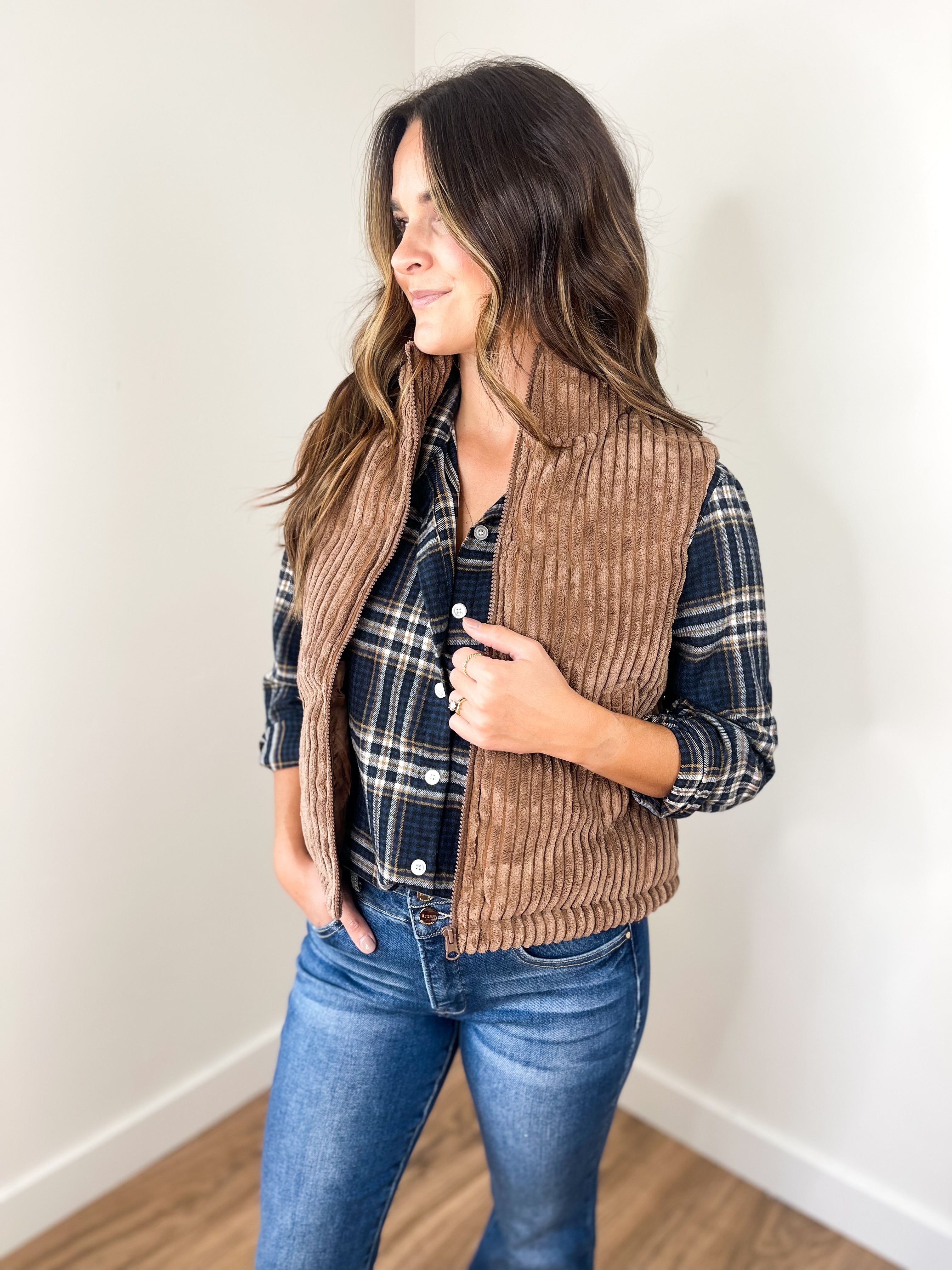 Lettie Plaid Button Down Top