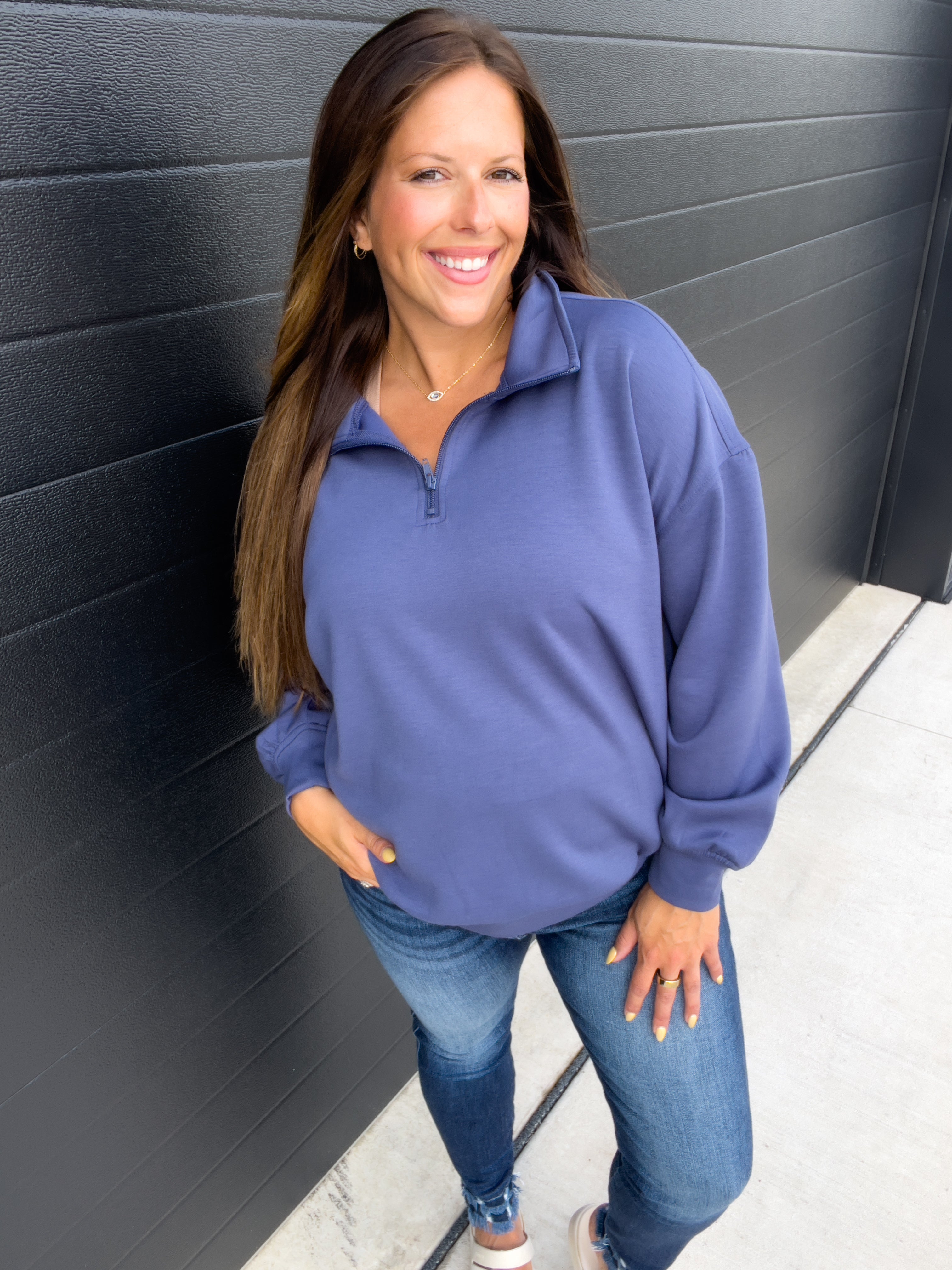 Demi Half-Zip Pullover - Blue Indigo