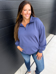 Demi Half-Zip Pullover - Blue Indigo