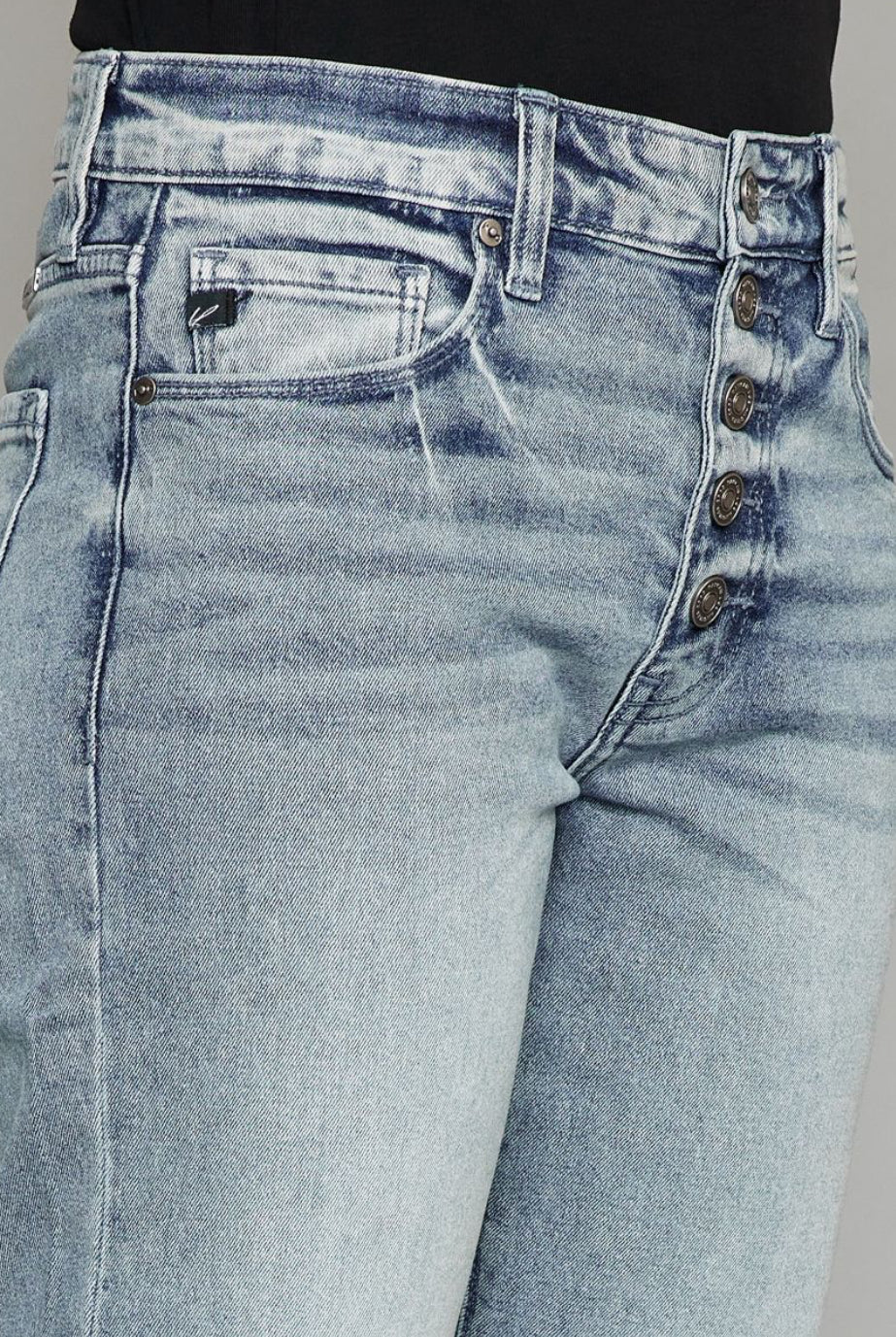 High Rise Straight Jeans - Light Stone Wash