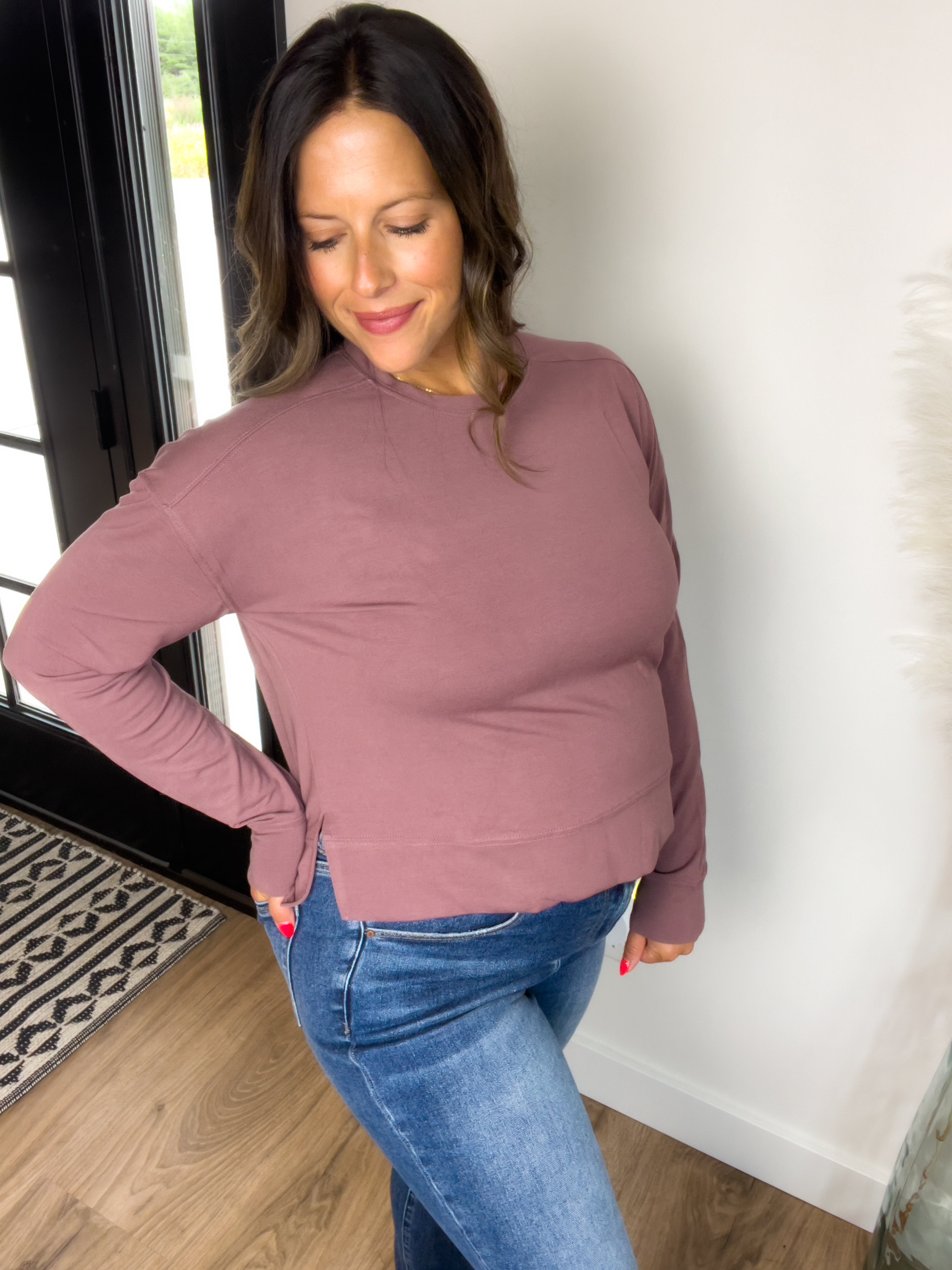 Easy Edge Boxy Long Sleeve - Rose Taupe