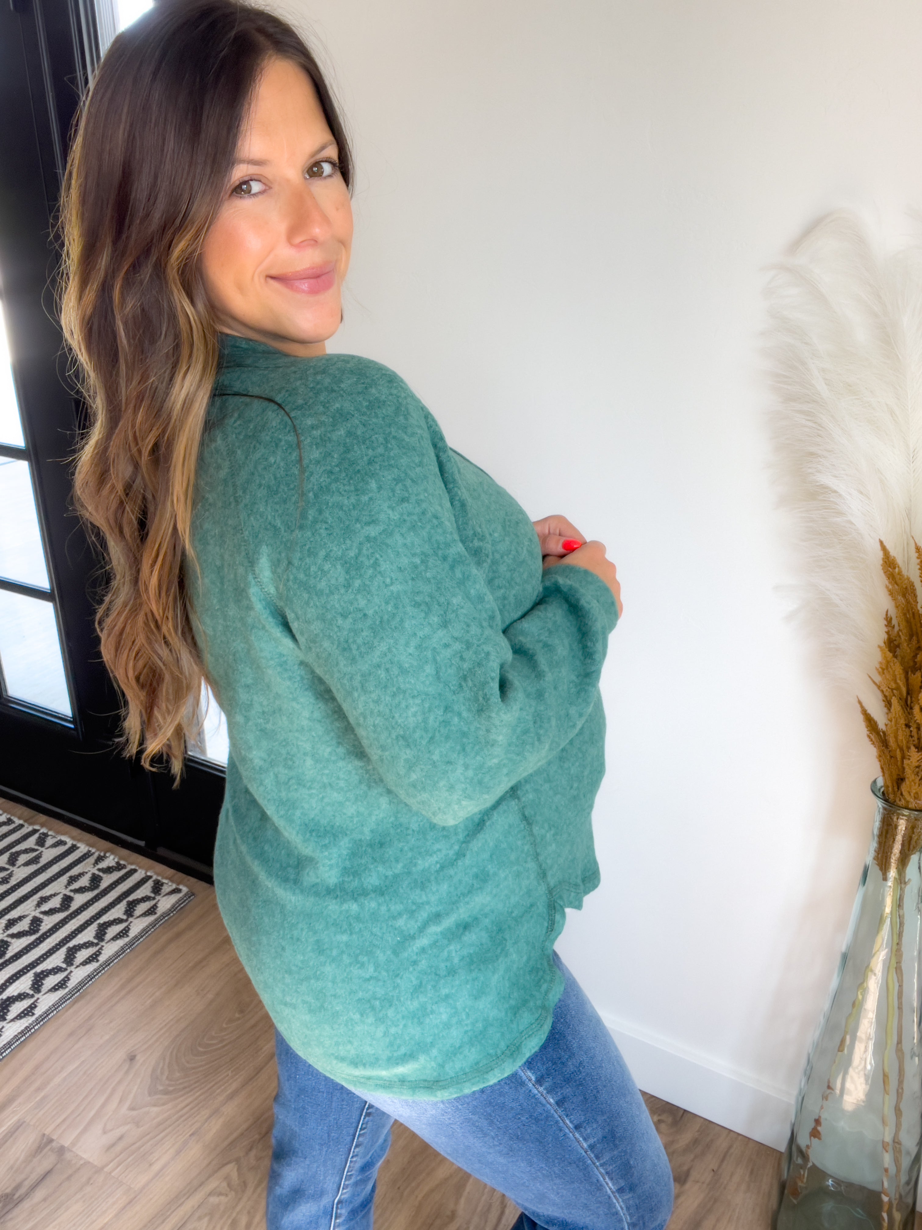 Halsey Henley Sweater - Dark Green