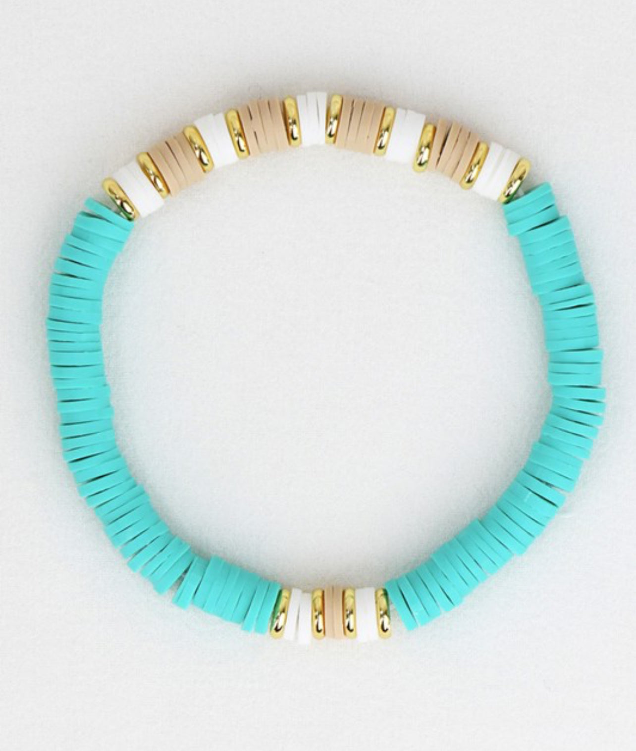 Clay Beaded Bracelet - Teal/Sand