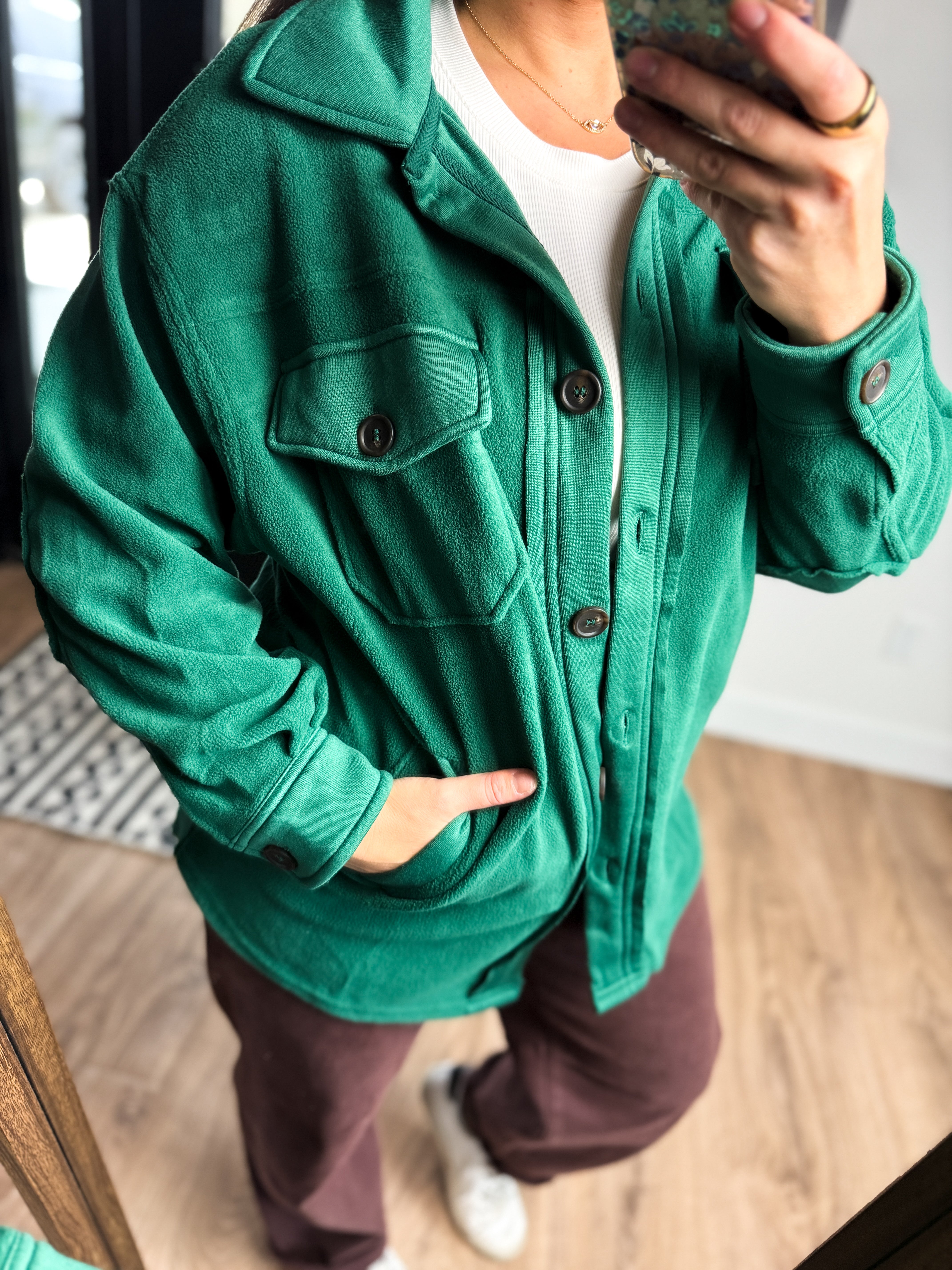 **DOORBUSTER** Shannon Oversized Fleece Shacket - Green