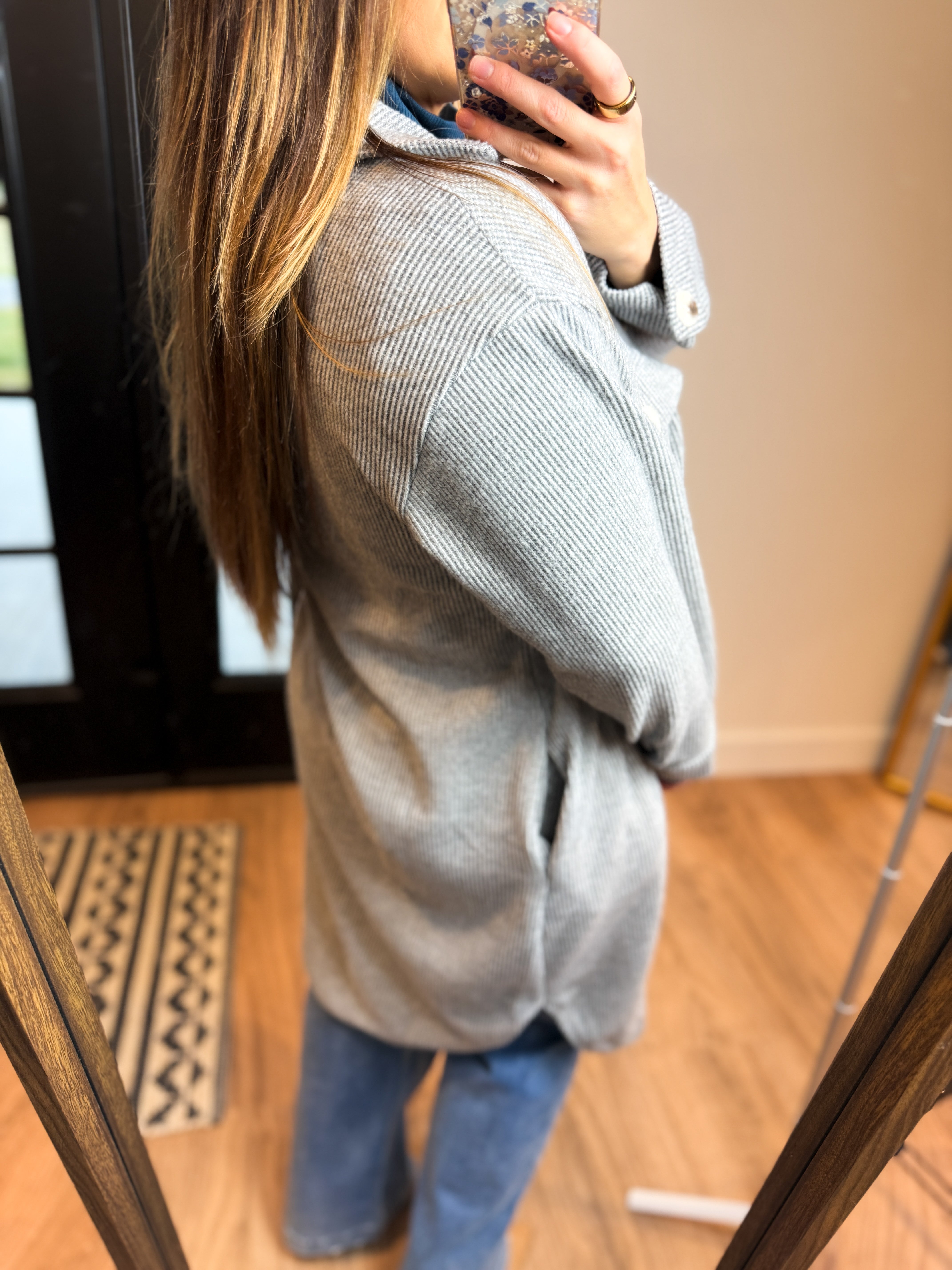 Soft & Cozy Oversized Waffle Jacket - H Gray