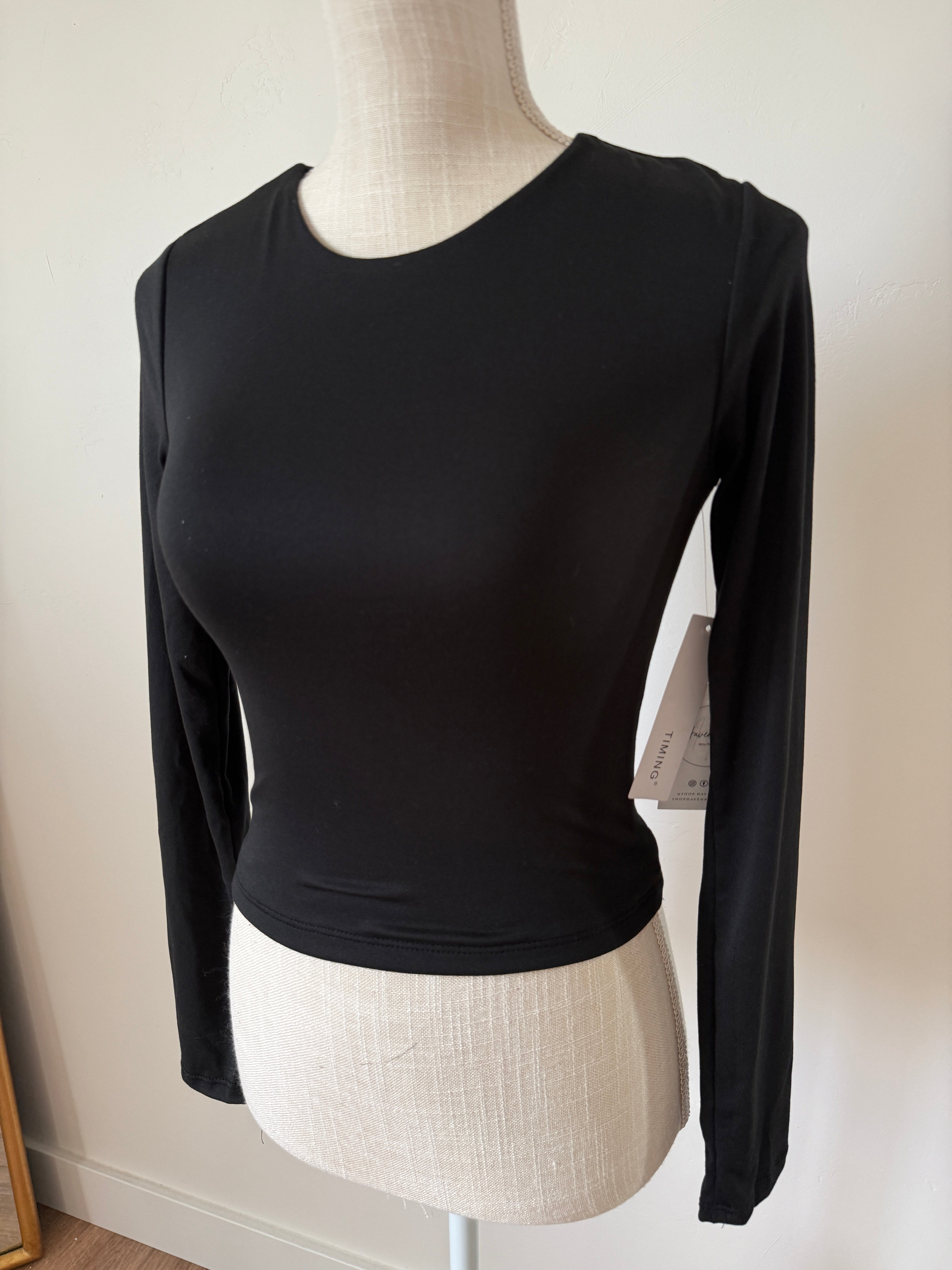 Kimmy Brushed Knit Top - Black
