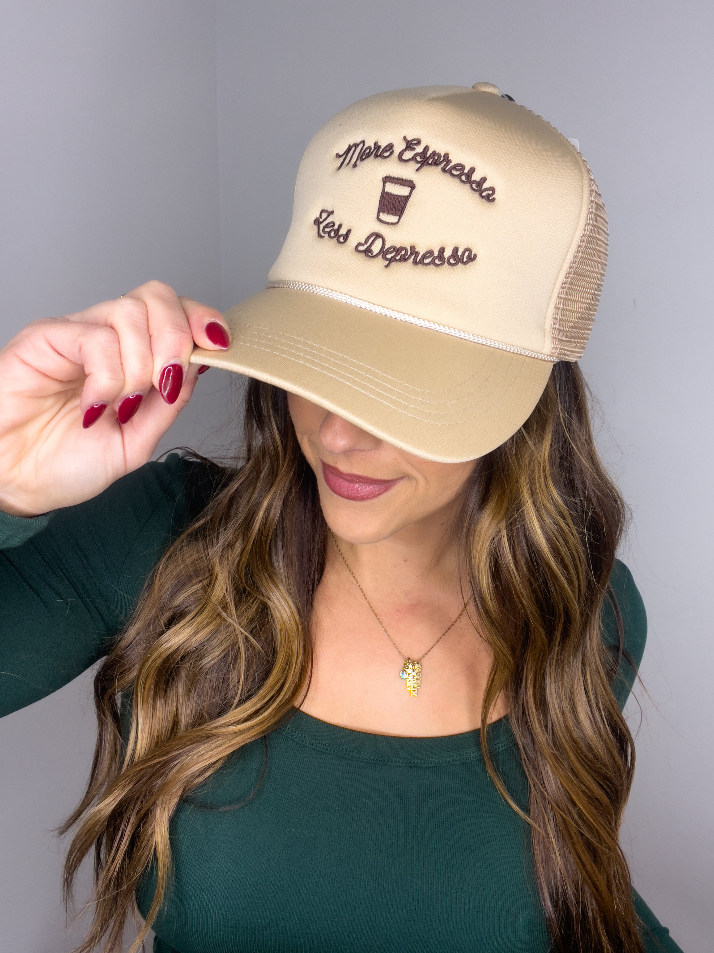 ** DOORBUSTER ** More espresso less depresso Trucker Hat