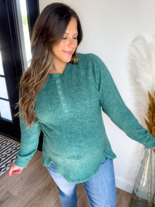 Halsey Henley Sweater - Dark Green