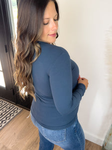Blake Ribbed Top - Midnight Navy
