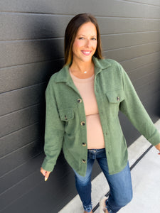 Cozy Oversized Shacket - Forest Green