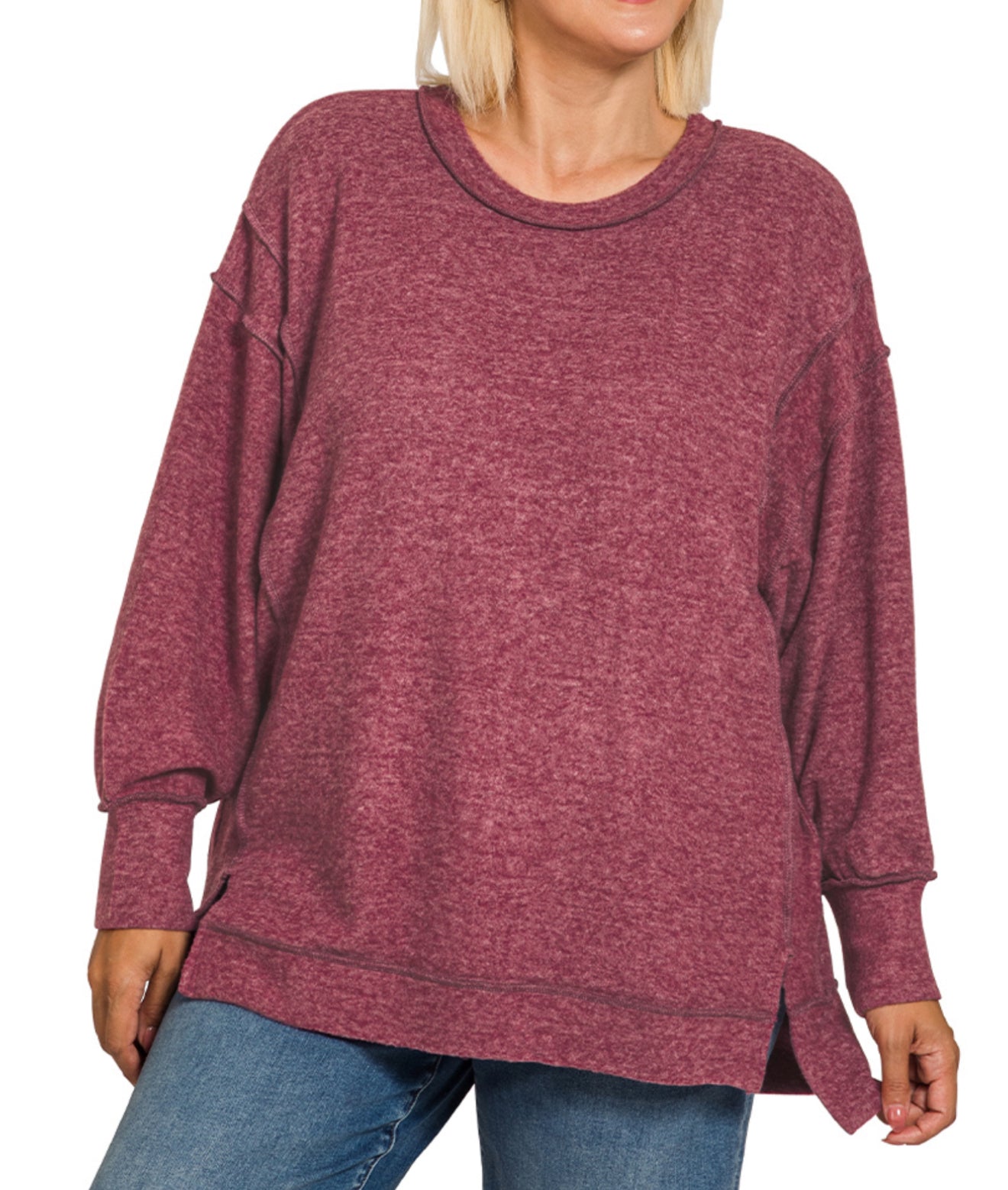 CURVY Wren Oversized Sweater - Eggplant