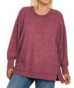 CURVY Wren Oversized Sweater - Eggplant