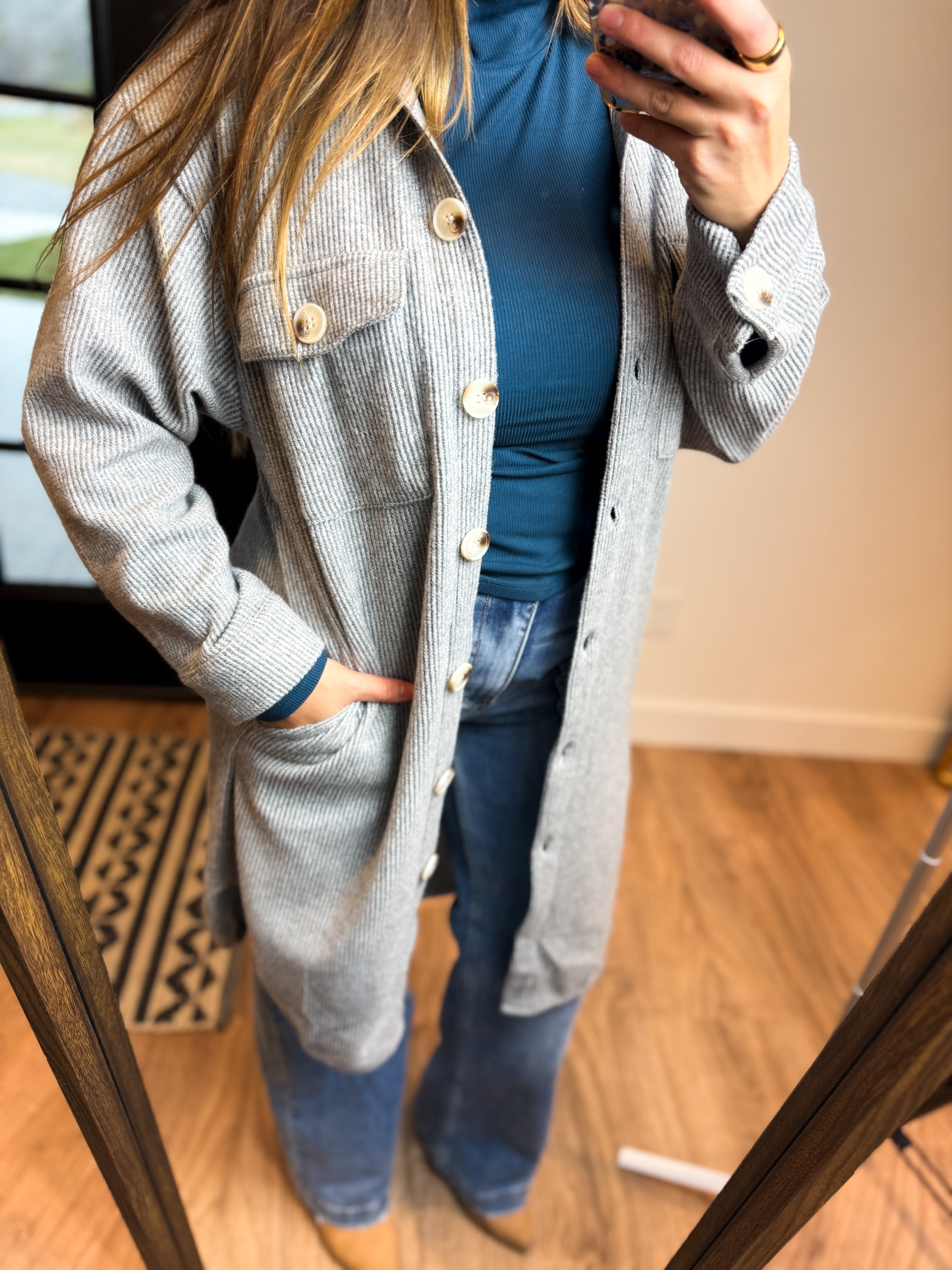 Soft & Cozy Oversized Waffle Jacket - H Gray