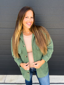 Cozy Oversized Shacket - Forest Green