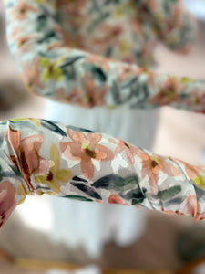 Salmon Floral Print Mesh Top