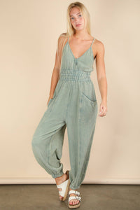 Morgan Mineral Washed Cotton Gauze Casual Jumpsuit - Sage
