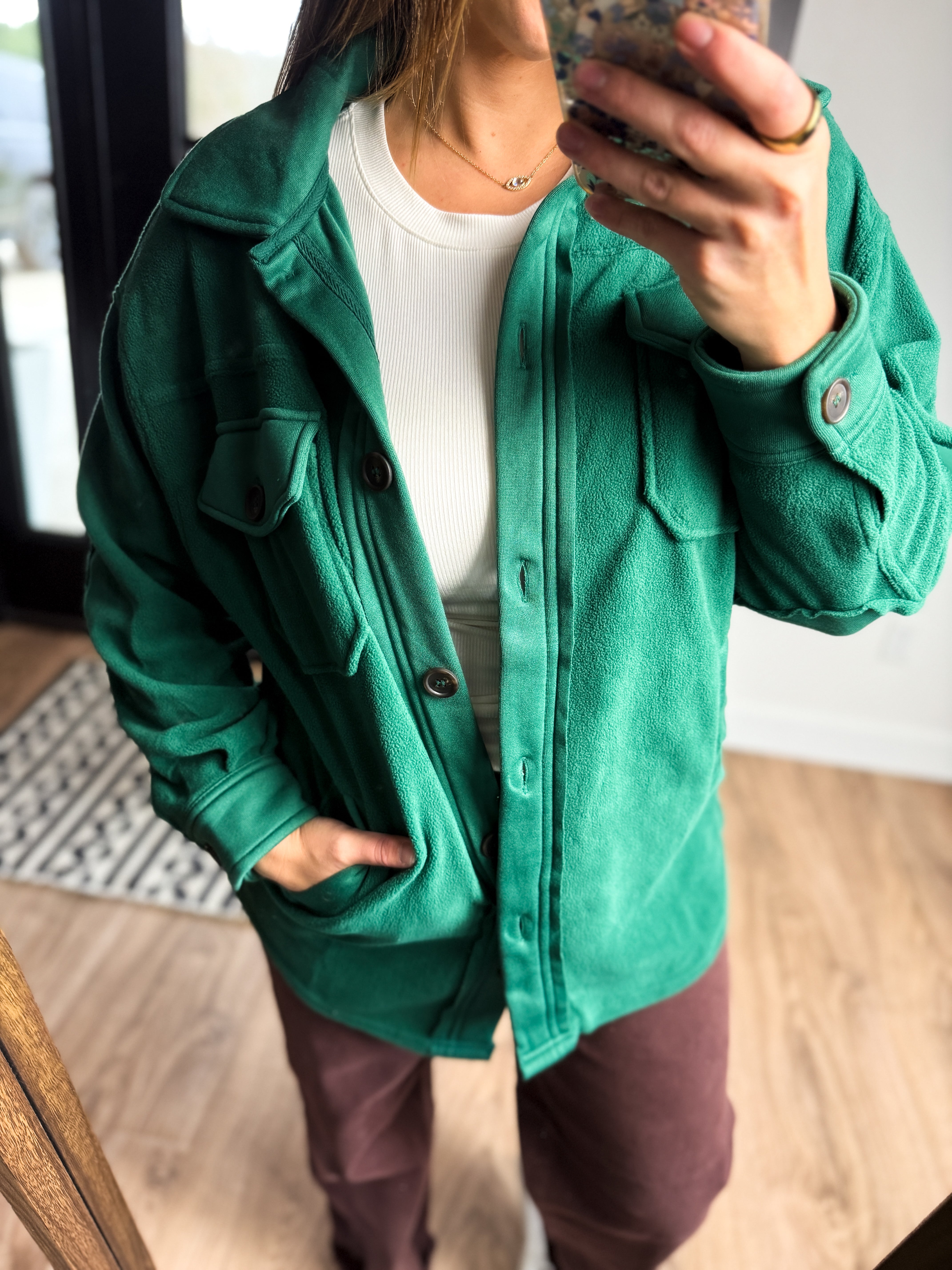 **DOORBUSTER** Shannon Oversized Fleece Shacket - Green