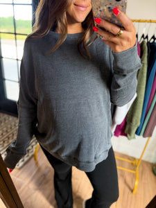 Atlas Waffle Knit Pullover - Washed Black