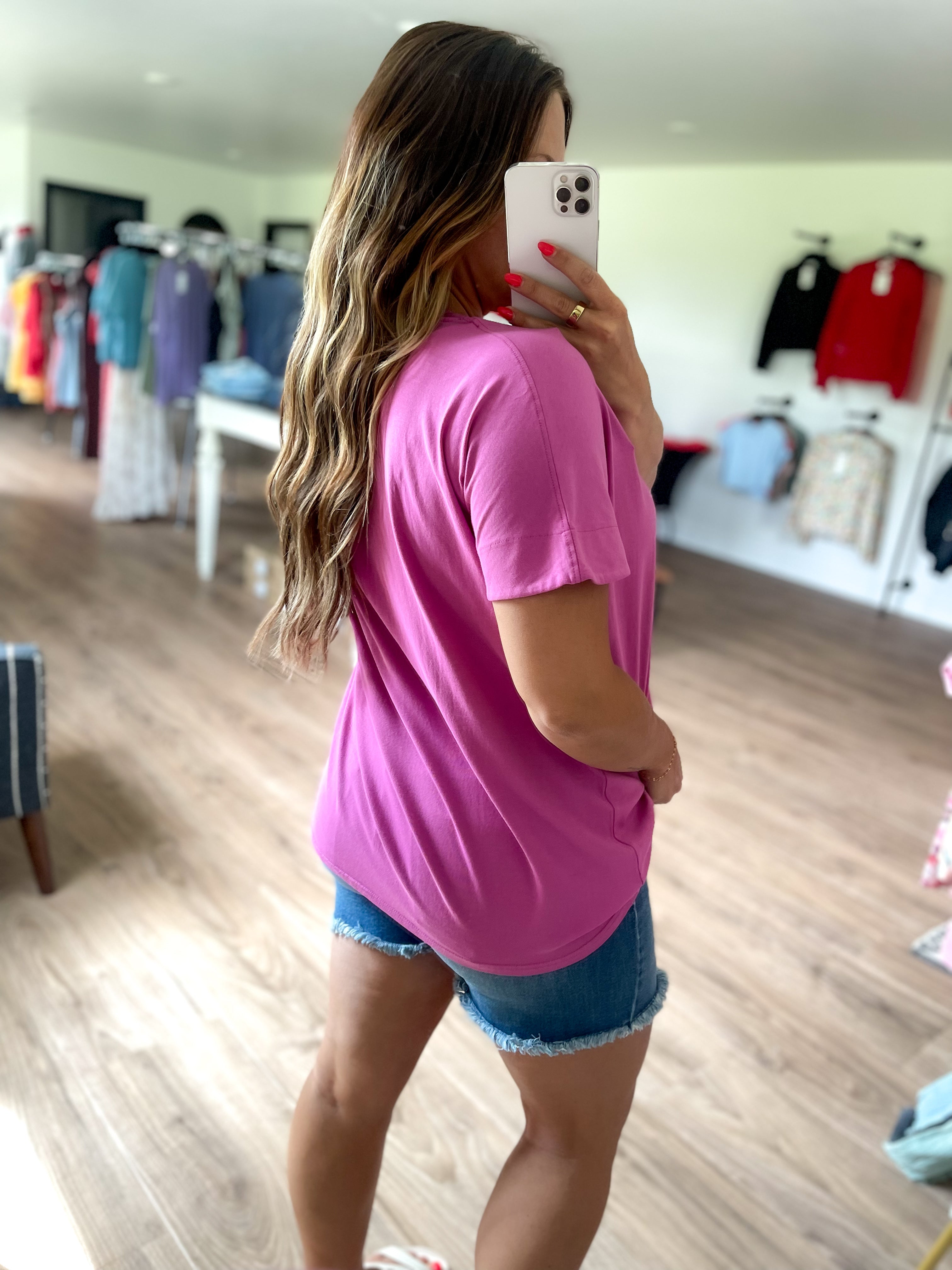 Shoreline Pima Cotton Slouchy Tee - Orchid