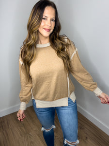 ** DOORBUSTER ** Exposed Seam Sweatshirt - Camel