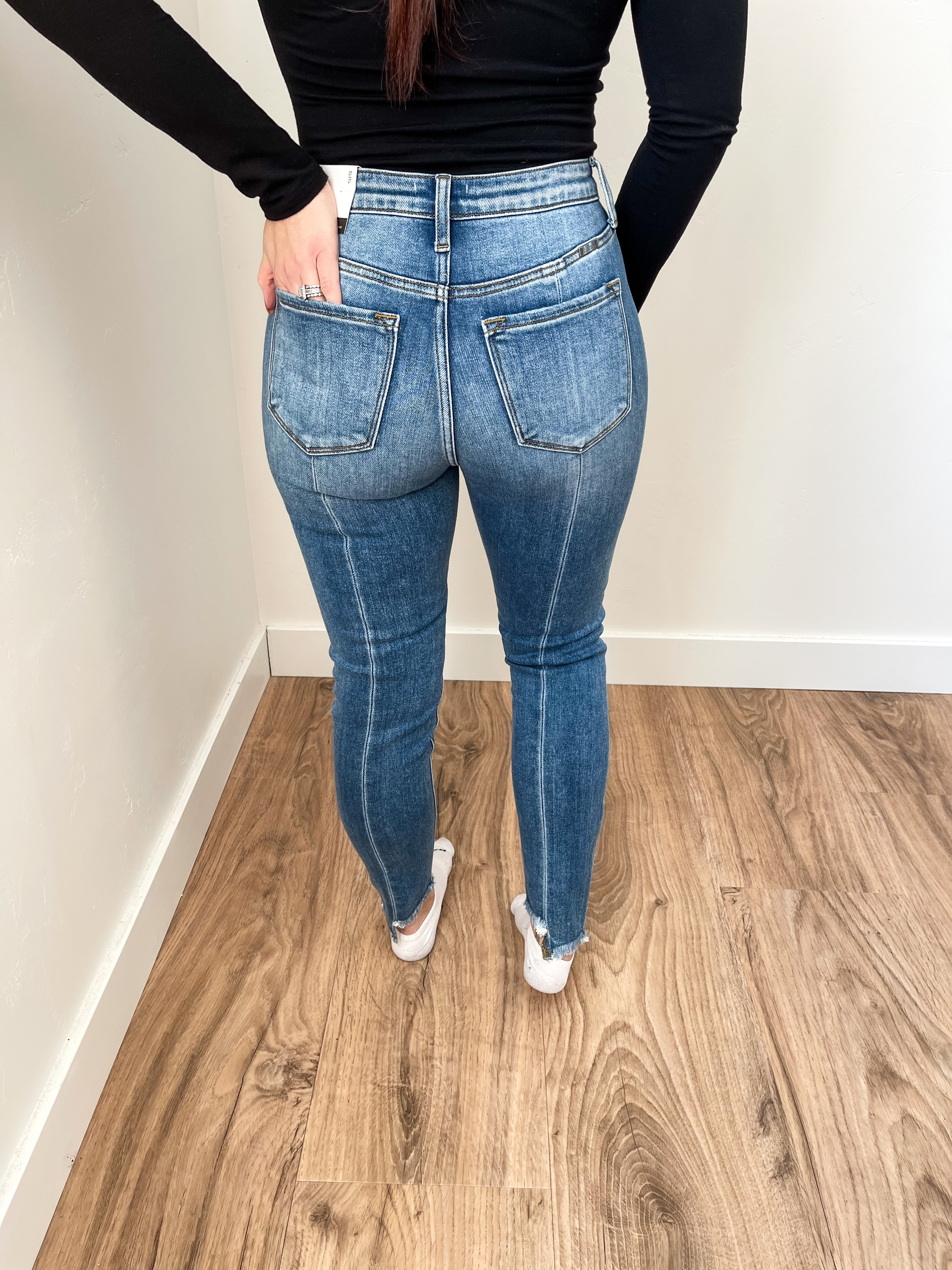 Luna High Rise Seam Detail Skinny Jeans