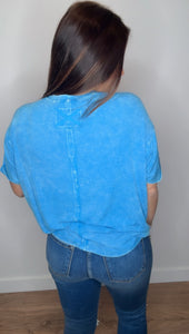 Spring Time Ribbed Top - Sky Blue