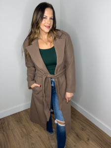 Tie Front French Coat - Cocoa